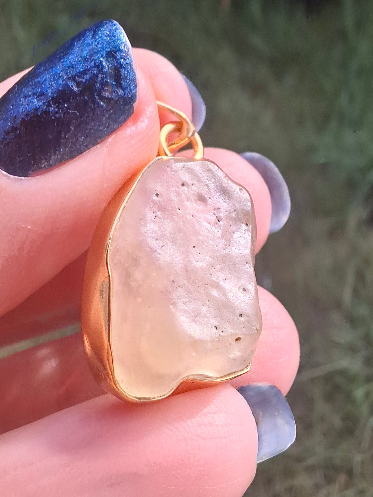 Libyan Desert Glass Pendant, 14K GOLD Plated, Tektite (Ref: LP123)