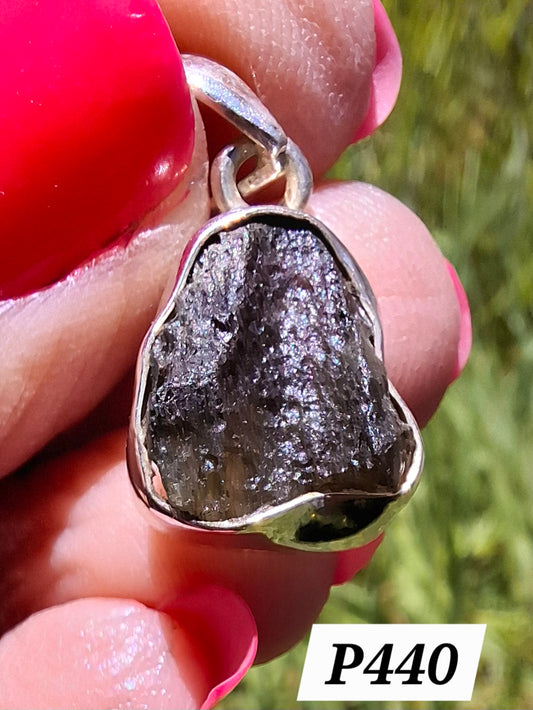 Moldavite Pendant, 925 Silver, Tektite (Ref: P440)