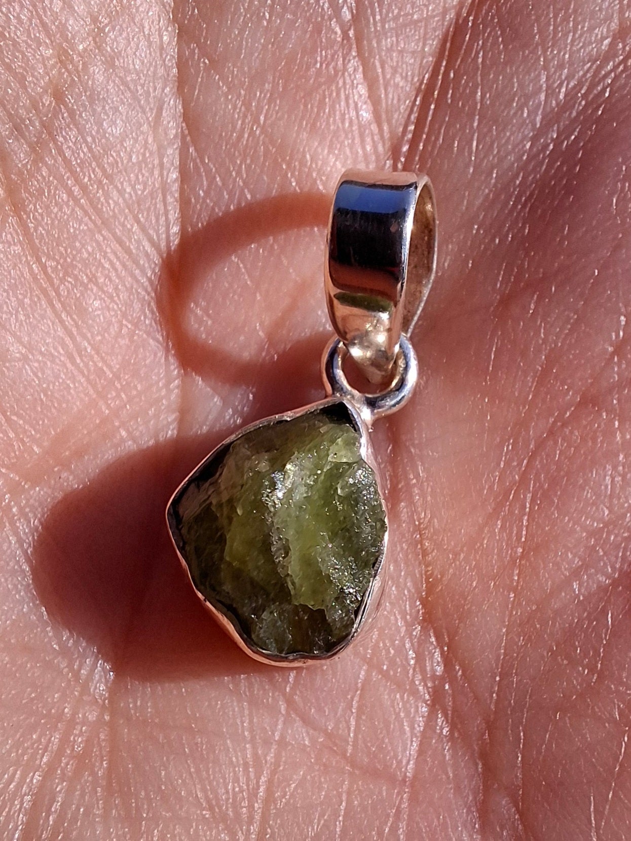 Green Tourmaline Pendant, 925 Silver, Crystal (Ref: GT6)