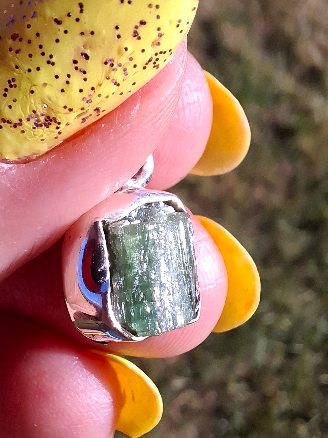 Green Tourmaline Pendant, 925 Silver, Crystal (Ref: GT11)