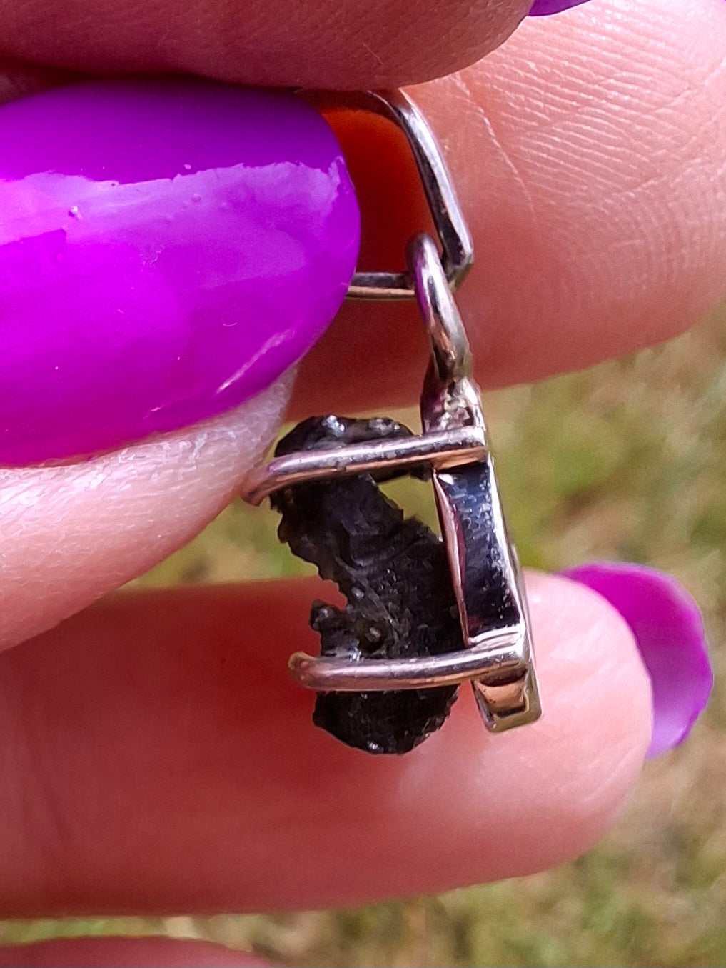 Moldavite Claw Pendant, 925 Silver, Tektite (Ref: P21)