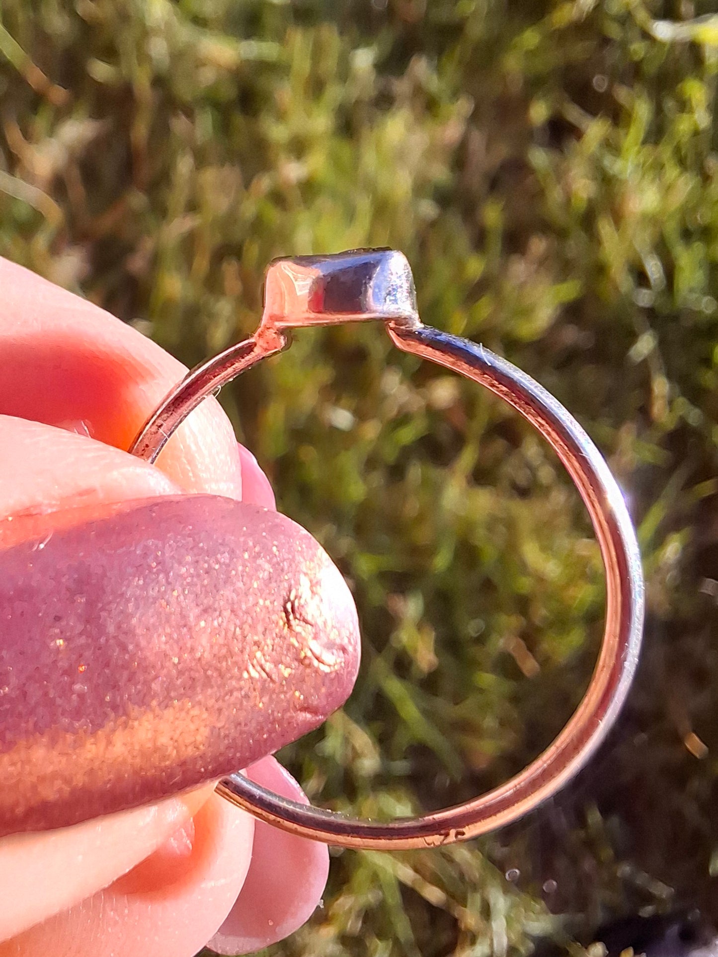 Moldavite Ring, size small S, 925 Silver, Tektite (Ref: R68)
