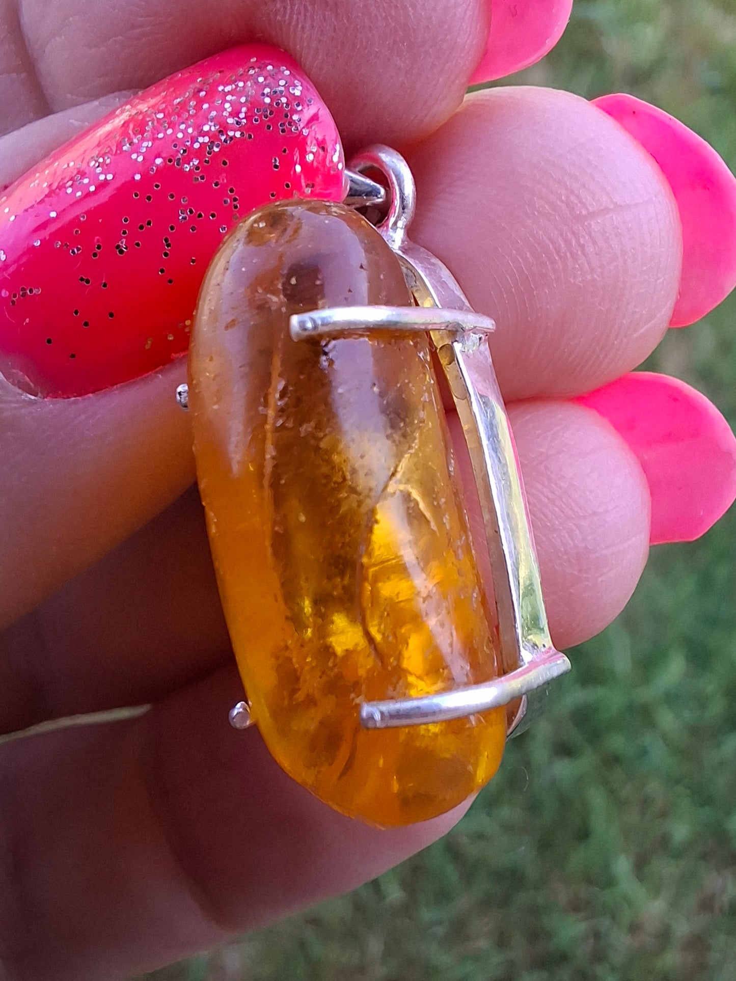 Baltic Amber Pendant, 925 Silver, Fossil (Ref: AP13)