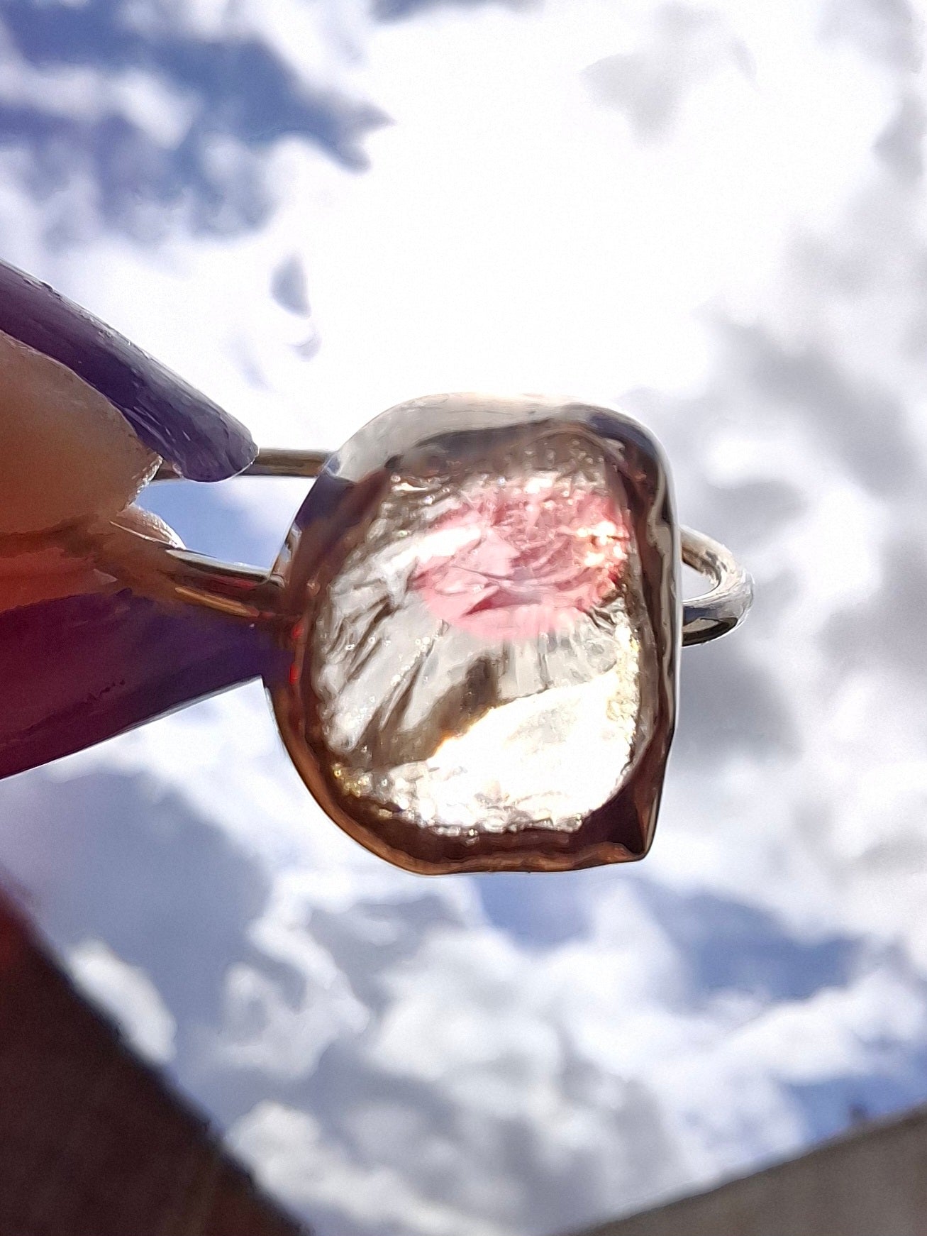 Libyan Desert Glass Ring, size large V, 925 Silver, Tektite (Ref: LR60)