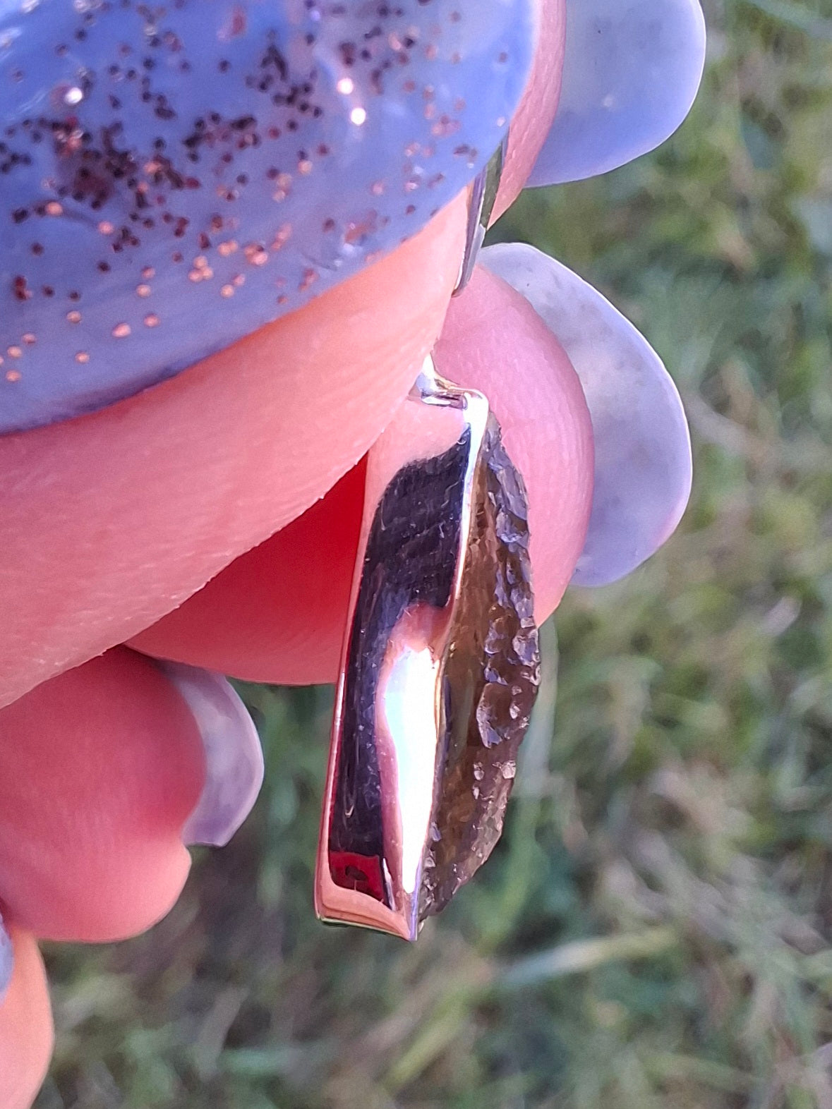 Moldavite Pendant, 925 Silver, Tektite (Ref: P82)