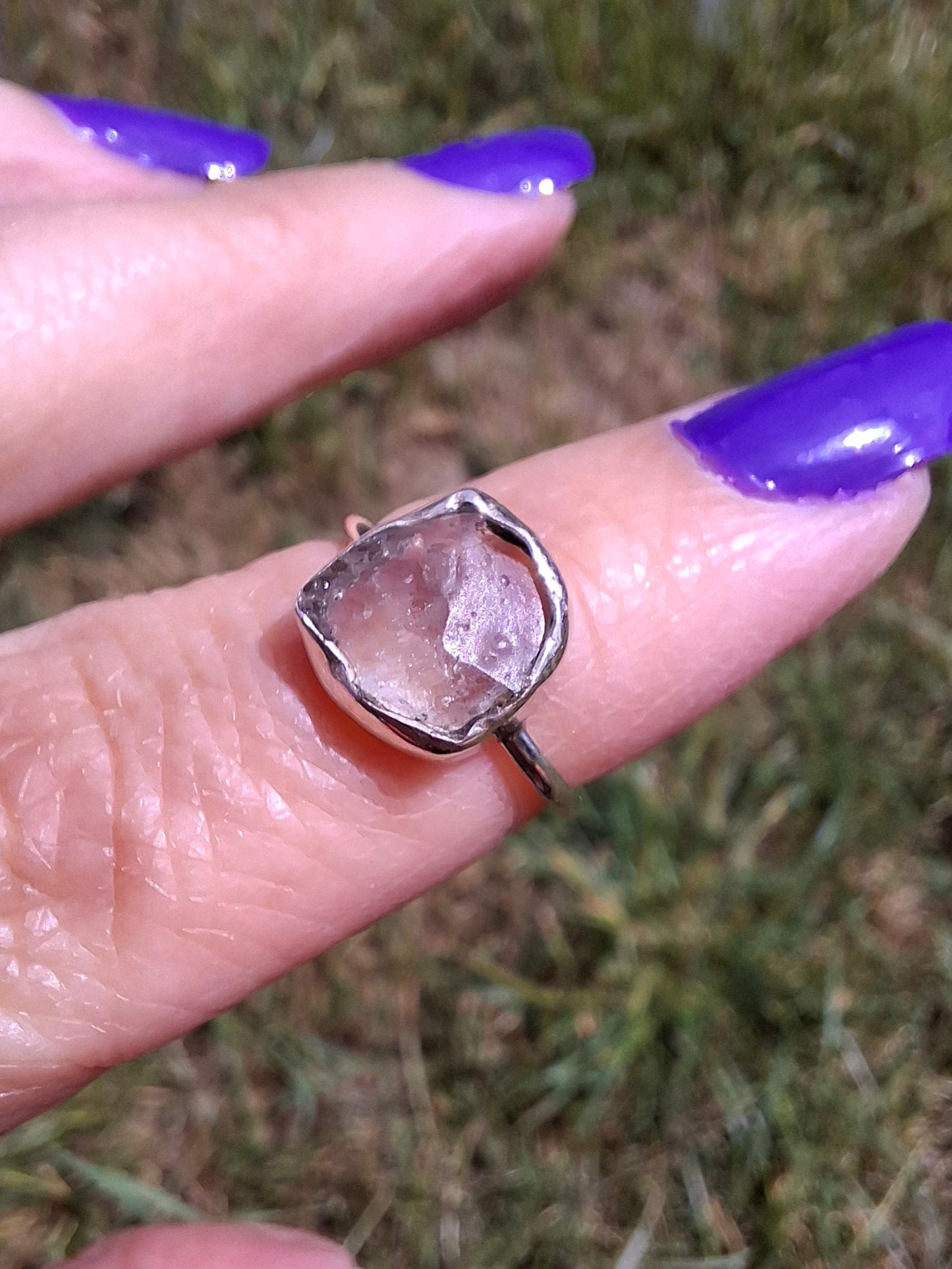 Libyan Desert Glass Ring, size large G/small H, 925 Silver, Tektite (Ref: LR5)