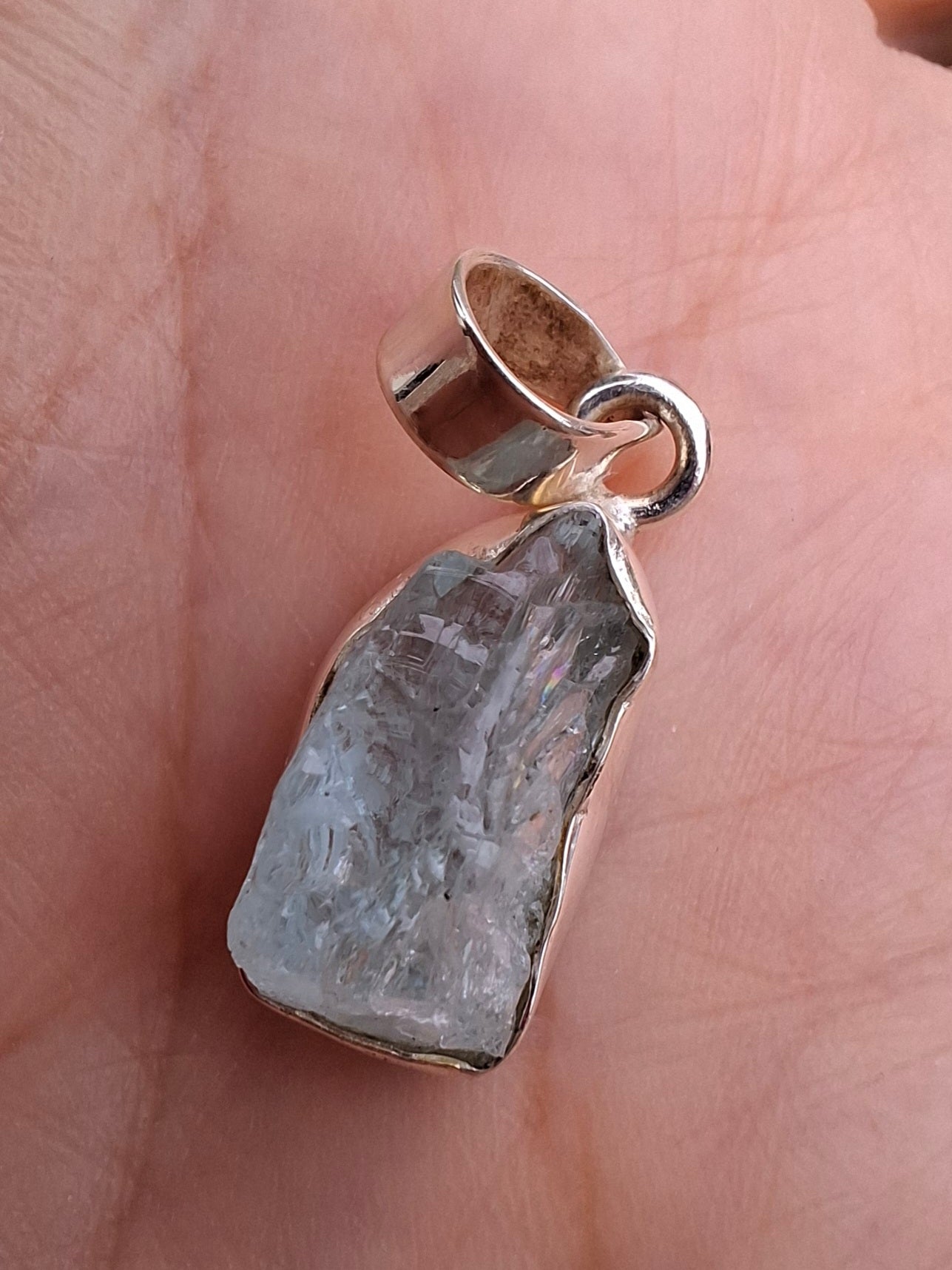 Aquamarine Pendant, 925 Silver, Crystal 🌈 (Ref: AQ4)