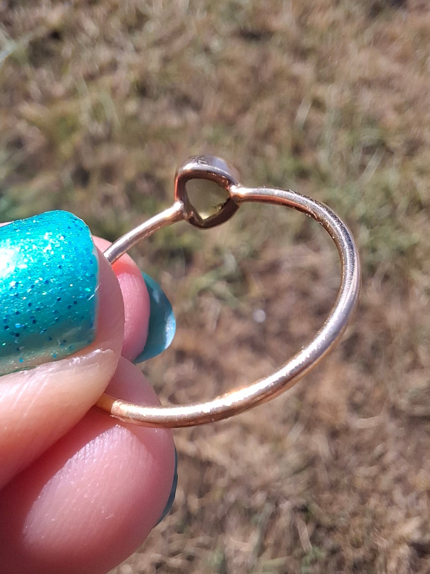 Moldavite Ring, 14K GOLD Plated, size U, Tektite (Ref: R348)