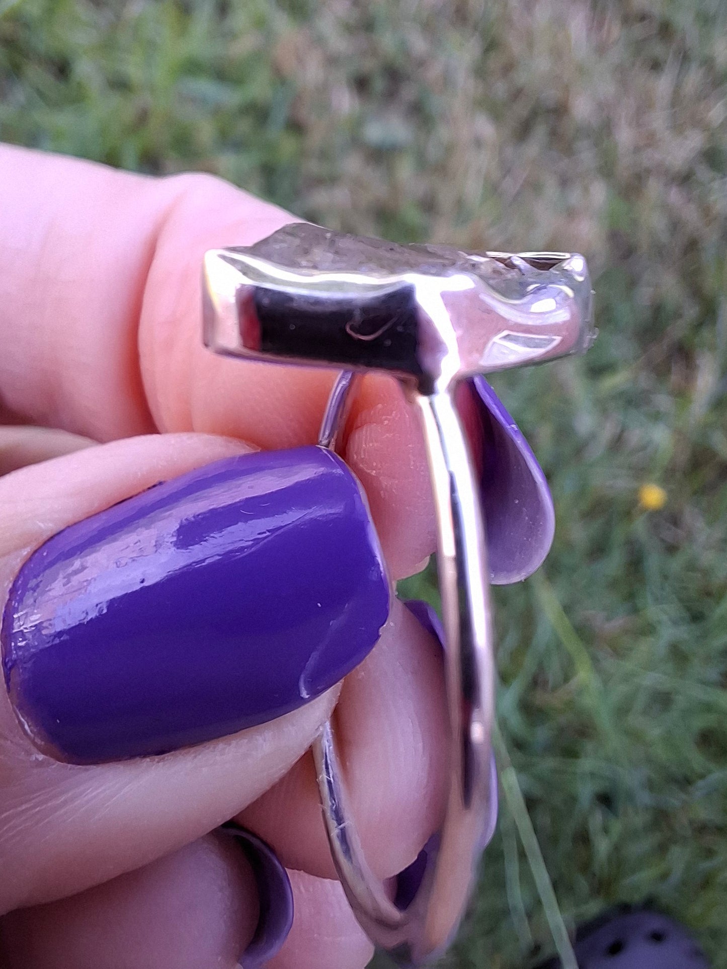 Libyan Desert Glass Ring, size T, 925 silver, Tektite (Ref: LR49)