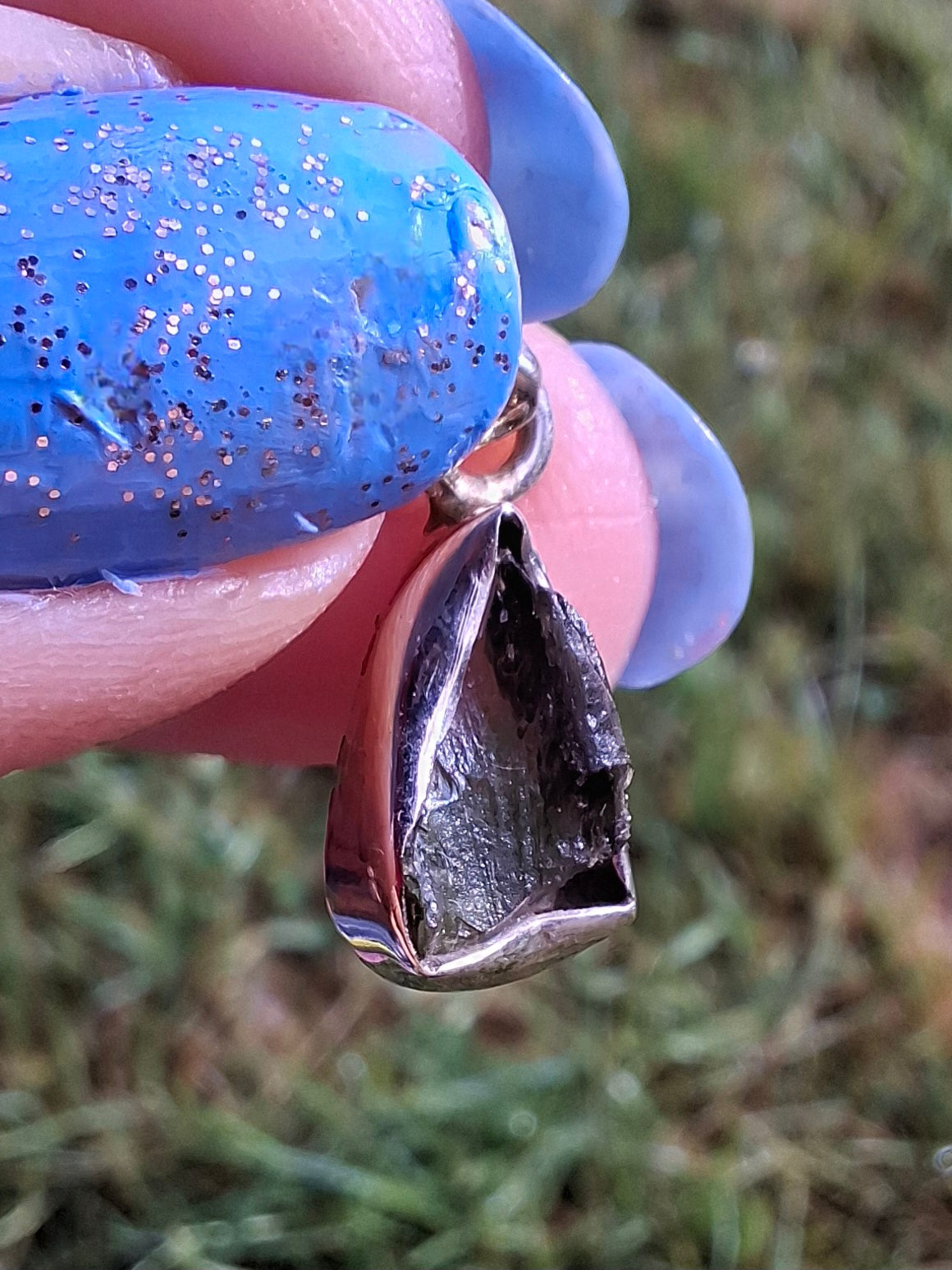 Moldavite Pendant, 925 Silver, Tektite (Ref: P30)
