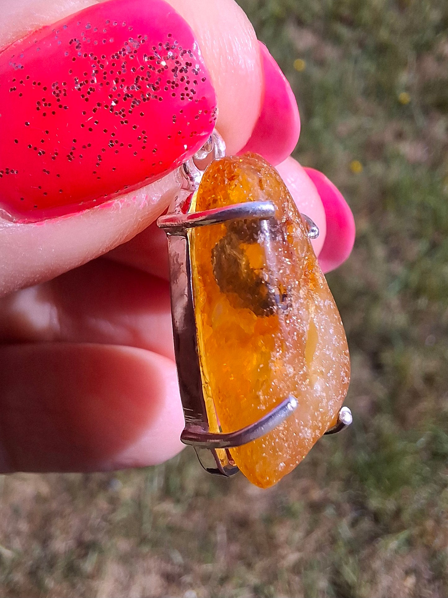 Baltic Amber Pendant, 925 Silver, Fossil (Ref: AP4)