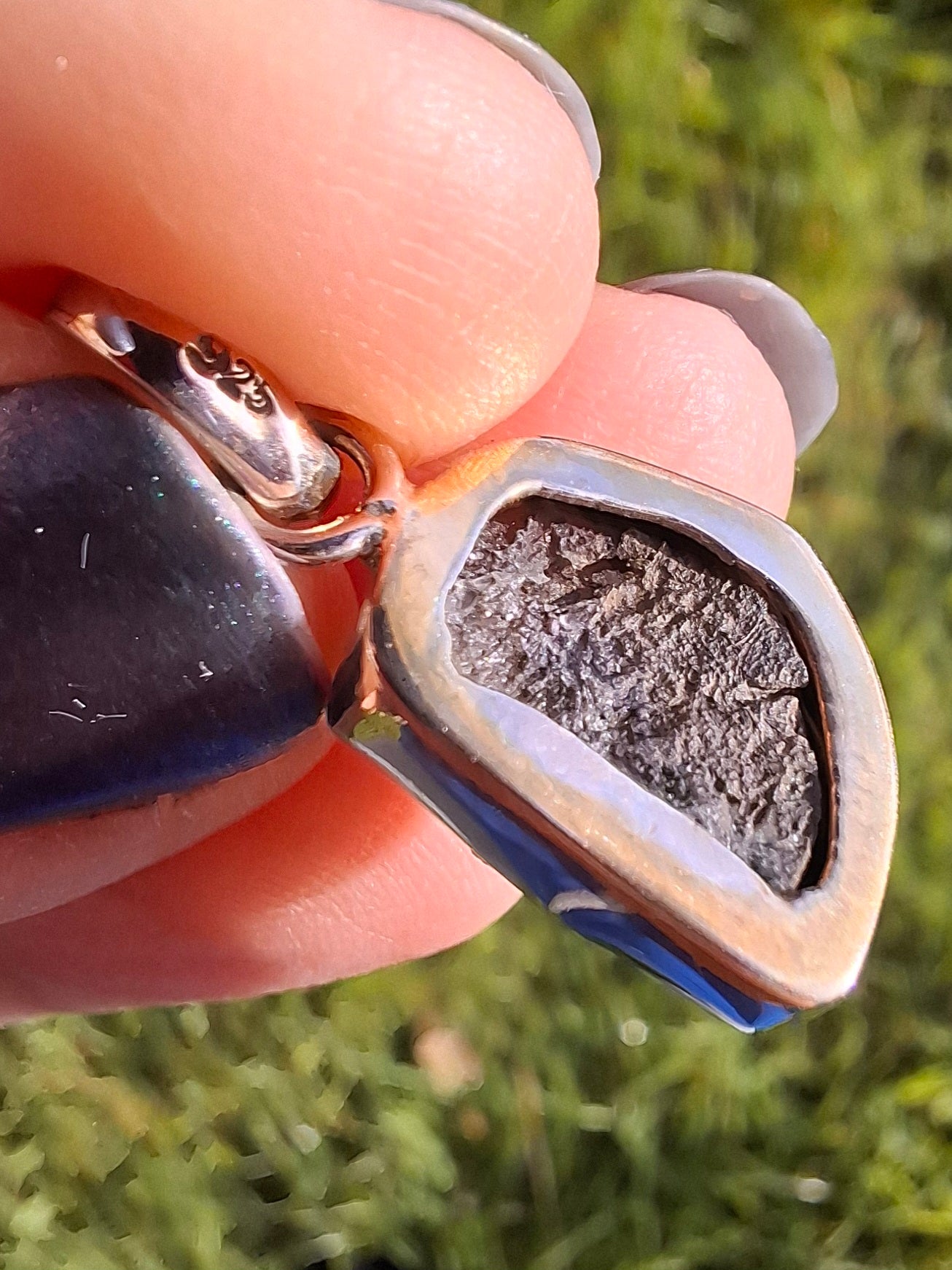 Moldavite Pendant, 925 Silver, Tektite (Ref: P2)