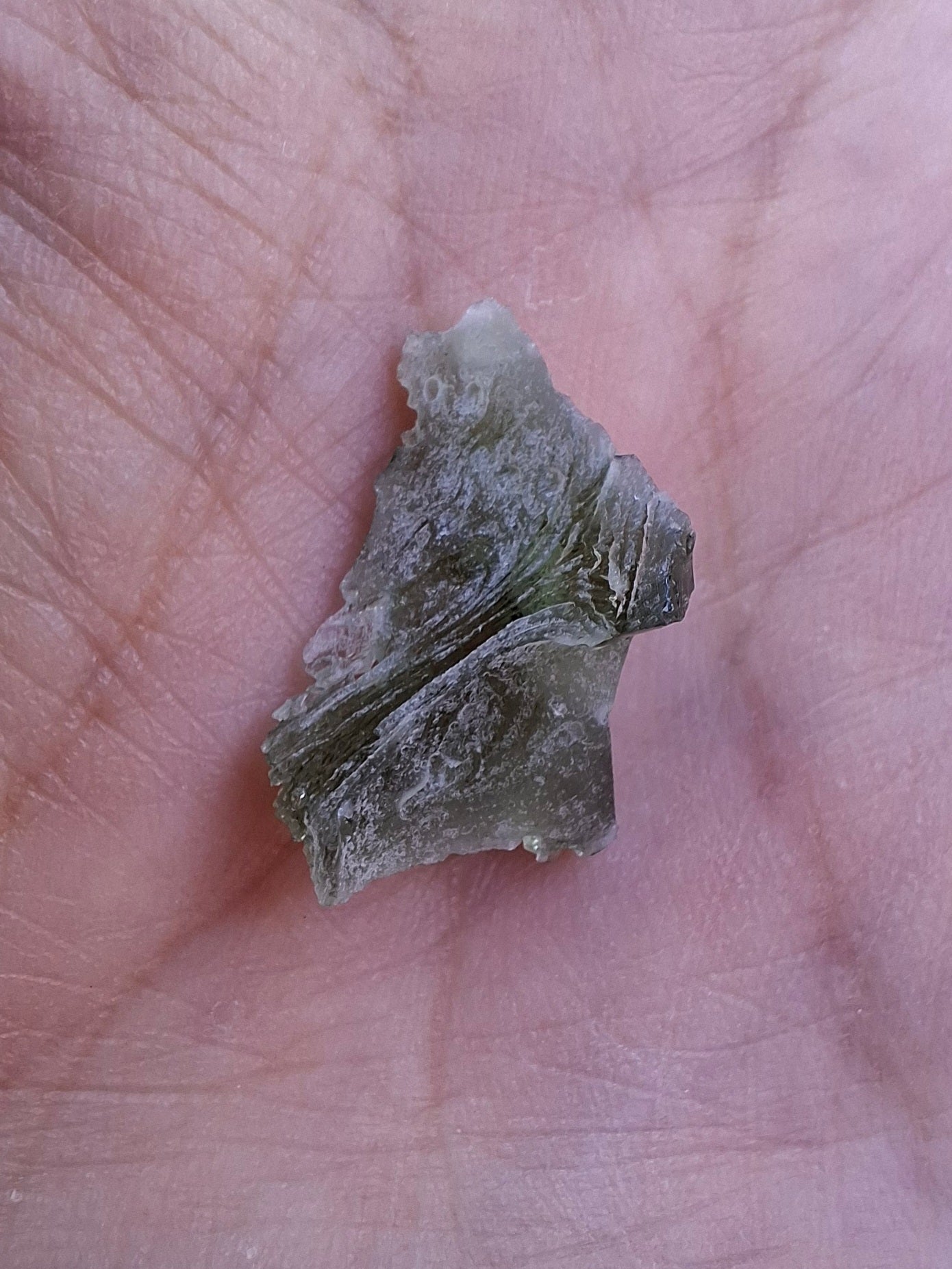 Moldavite Piece, SNOWFLAKE, FROSTED, BRUSNA, 0.92g, Tektite (Ref: 1499)