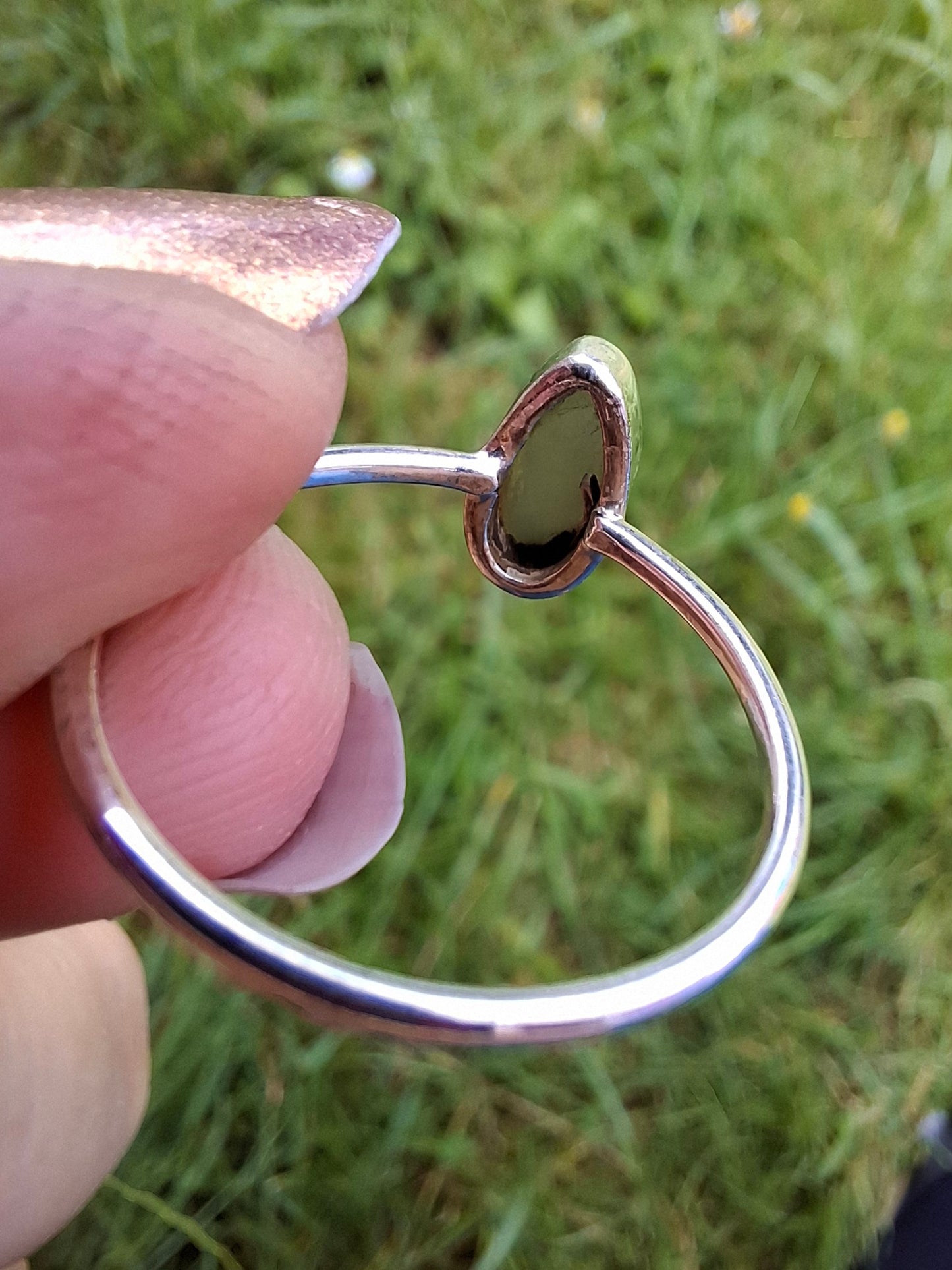 Moldavite Ring, size large R, 925 Silver, Tektite (Ref: R48)