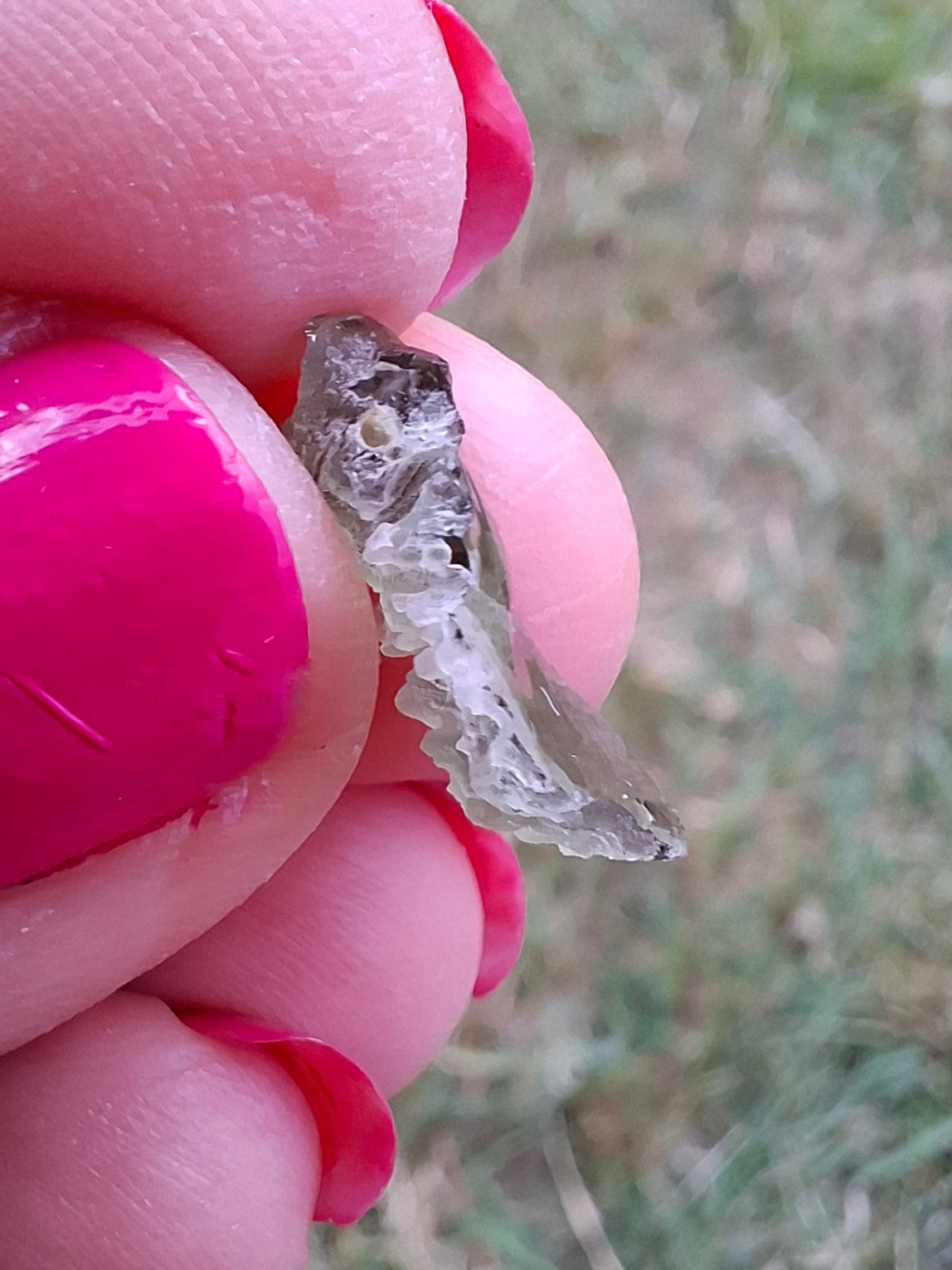 Moldavite Piece, SNOWFLAKE, FROSTED, BRUSNA, 0.44g, Tektite (Ref: 1497)