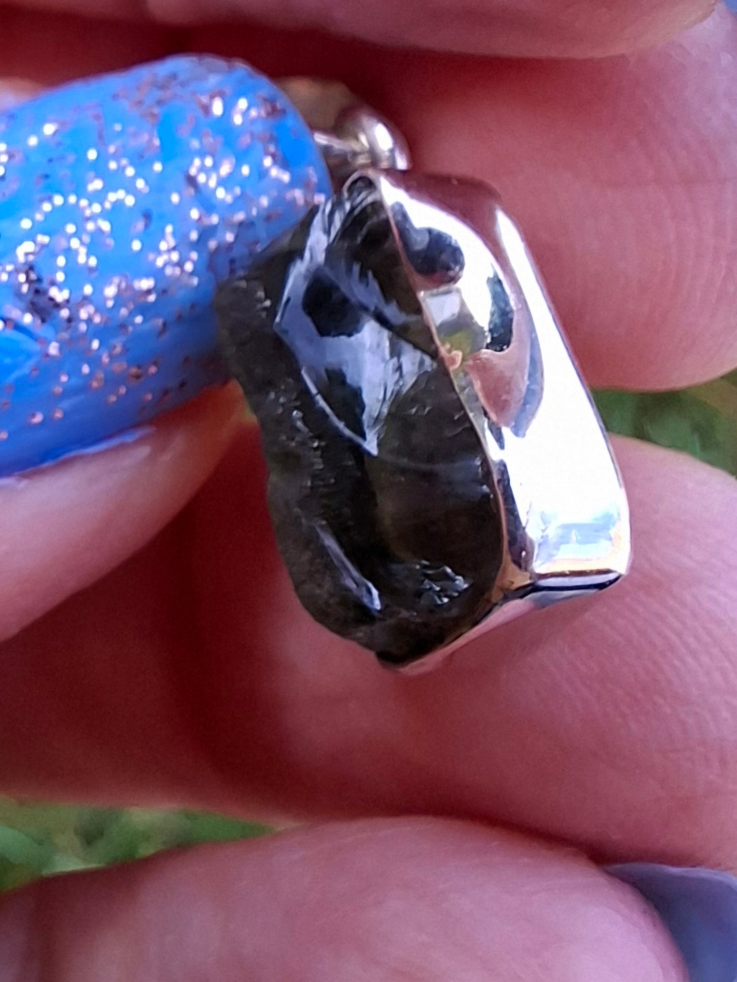 Moldavite Pendant, 925 Silver, Tektite (Ref: P31)