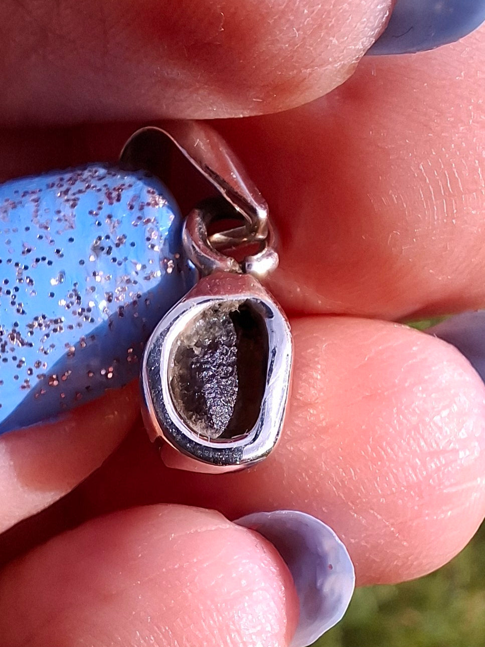 Moldavite Pendant, 925 Silver, Tektite (Ref: P53)