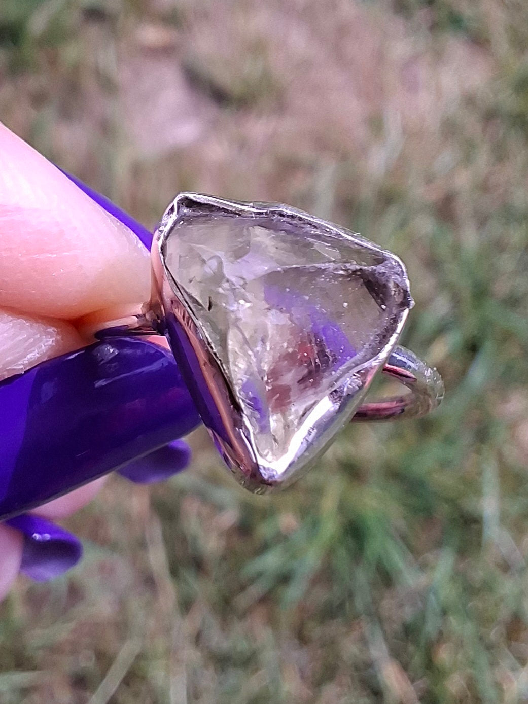 Libyan Desert Glass Ring, size large G, 925 Silver, Tektite (Ref: LR2)