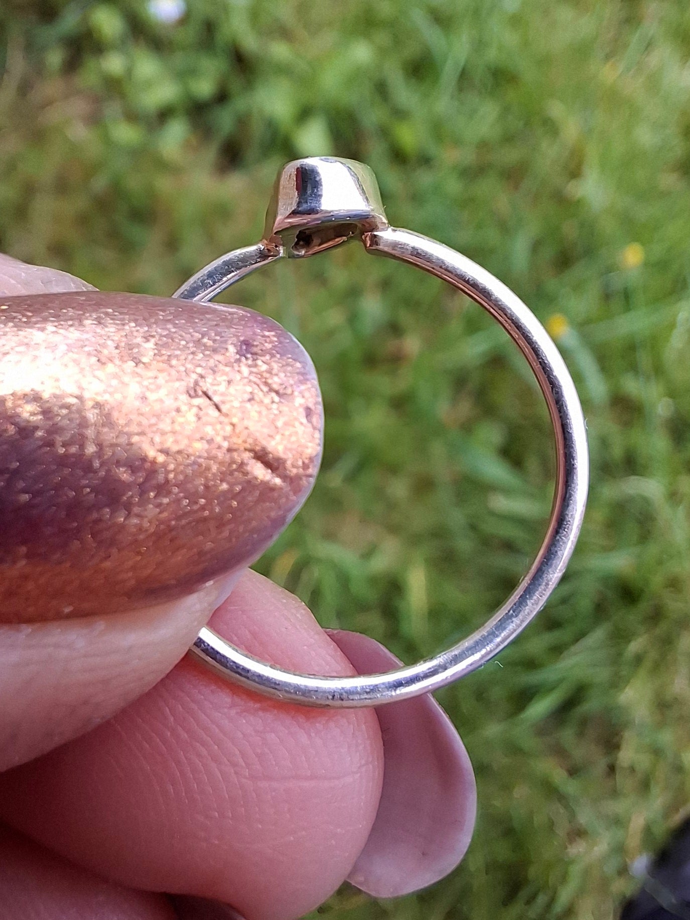 Moldavite Ring, size large L, 925 Silver, Tektite (Ref: R49)