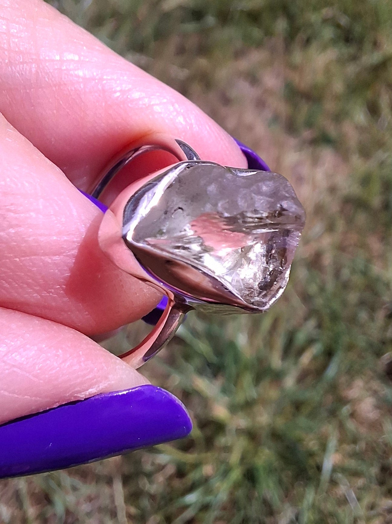 Libyan Desert Glass Ring, size large K, 925 Silver, Tektite (Ref: LR13)