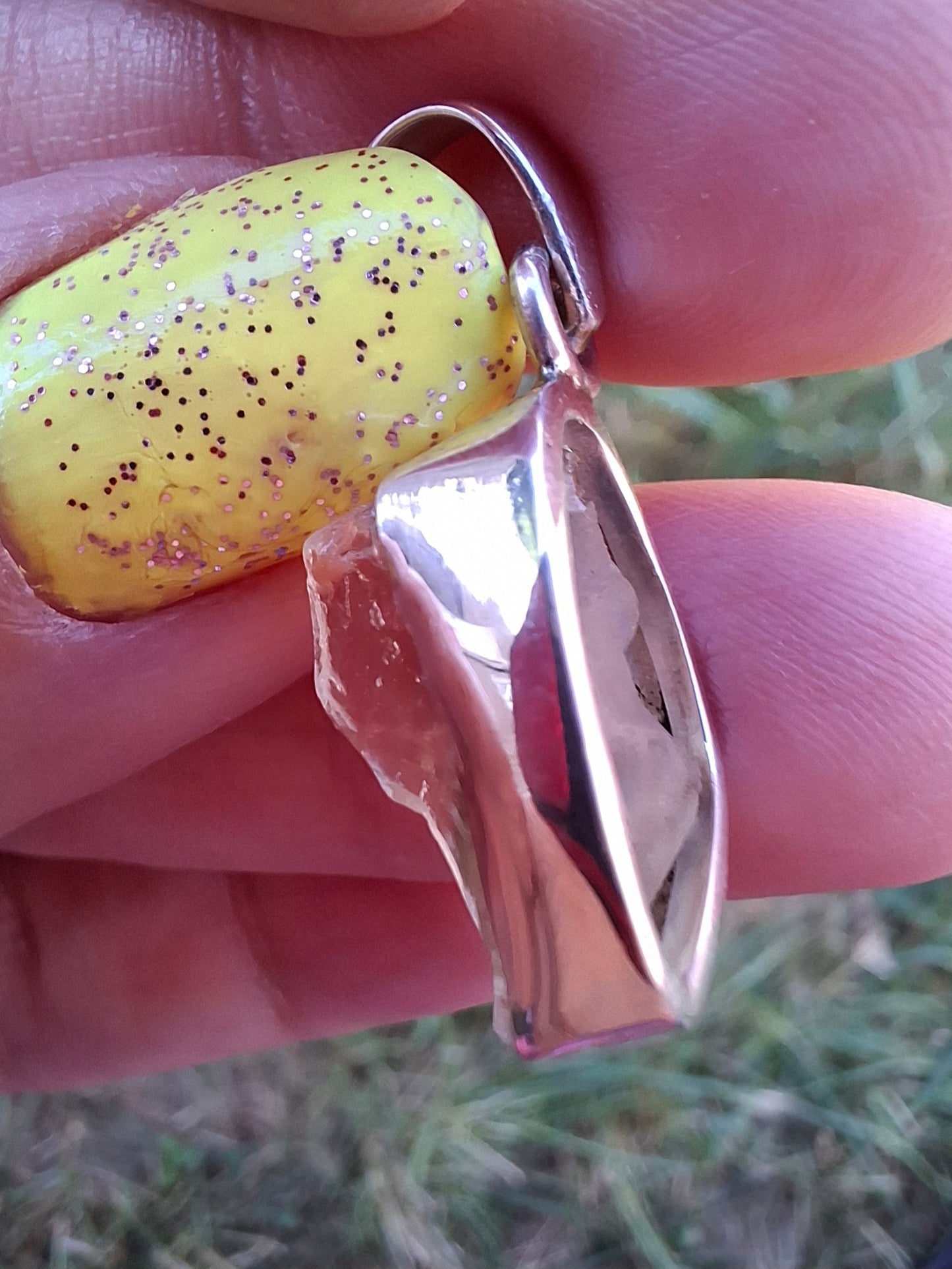 Libyan Desert Glass Pendant, 925 Silver, Tektite (Ref: LP97)