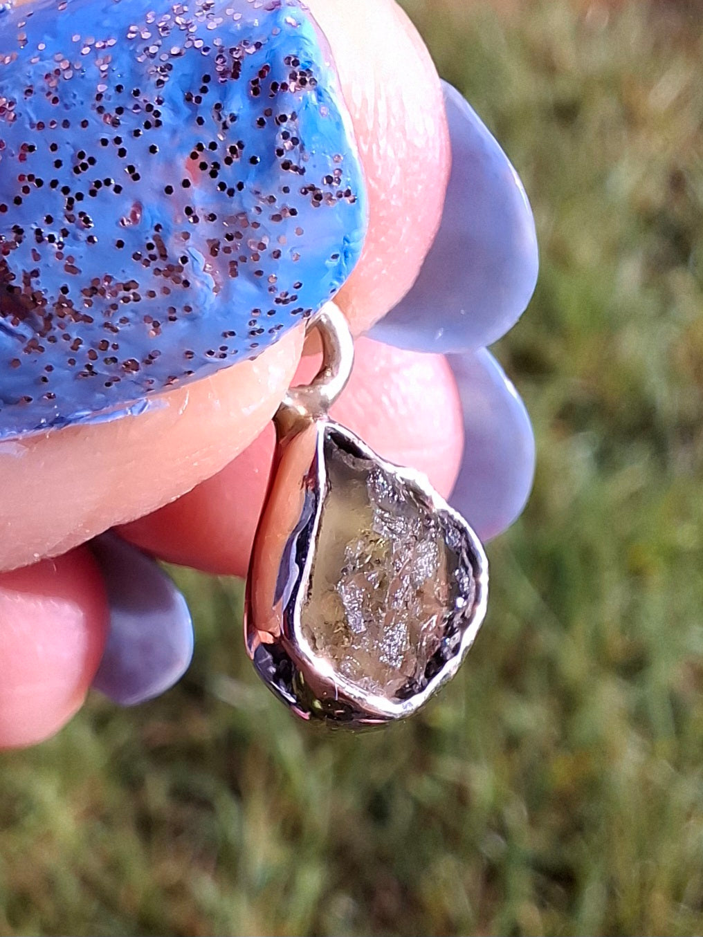 Moldavite Pendant, 925 Silver, Tektite (Ref: P63)