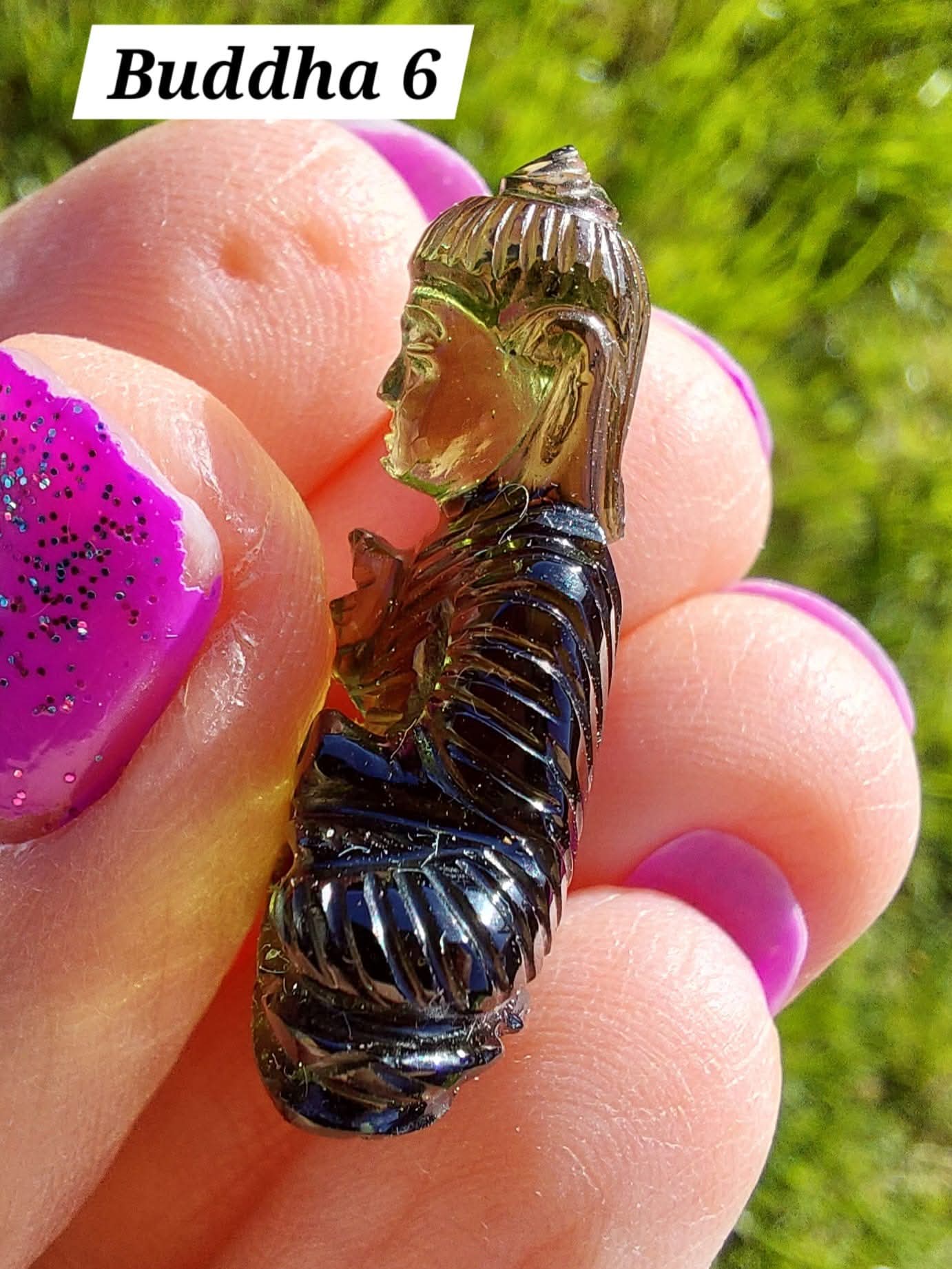 Moldavite BUDDHA Carving, 4.23g, Tektite (Ref: Buddha6)