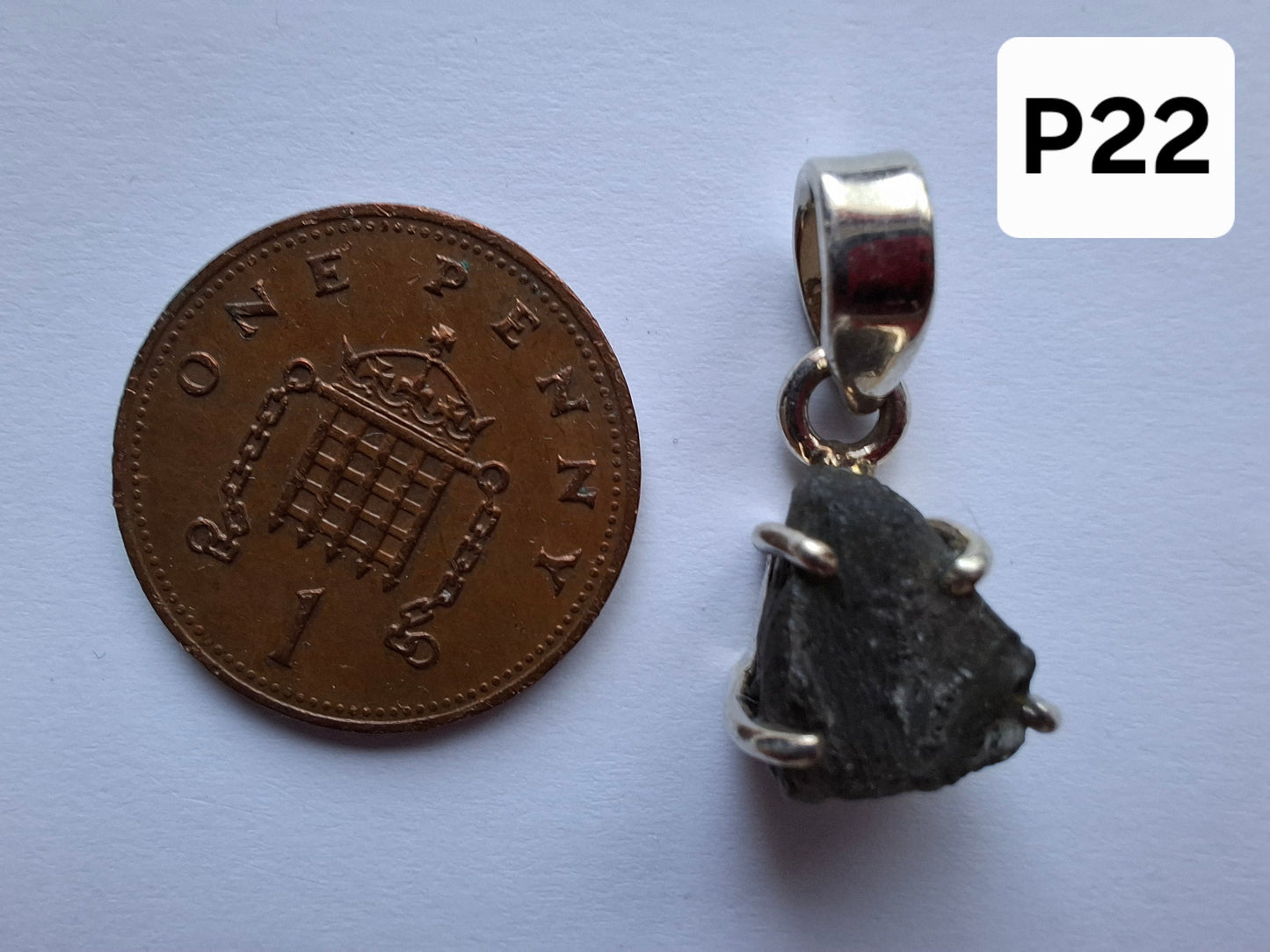 Moldavite Claw Pendant, 925 Silver, Tektite (Ref: P22)