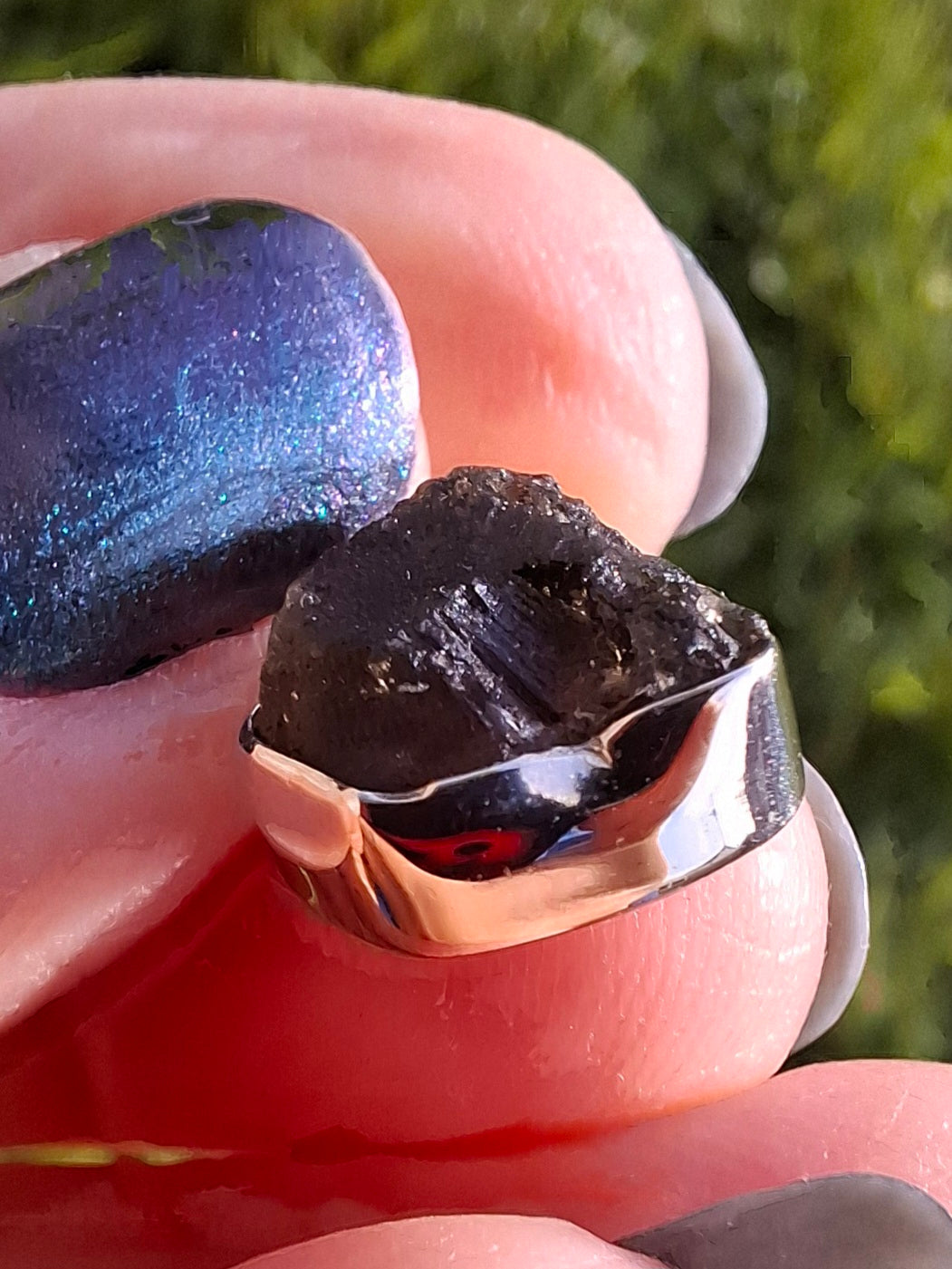 Moldavite Pendant, 925 silver, Tektite (P5)