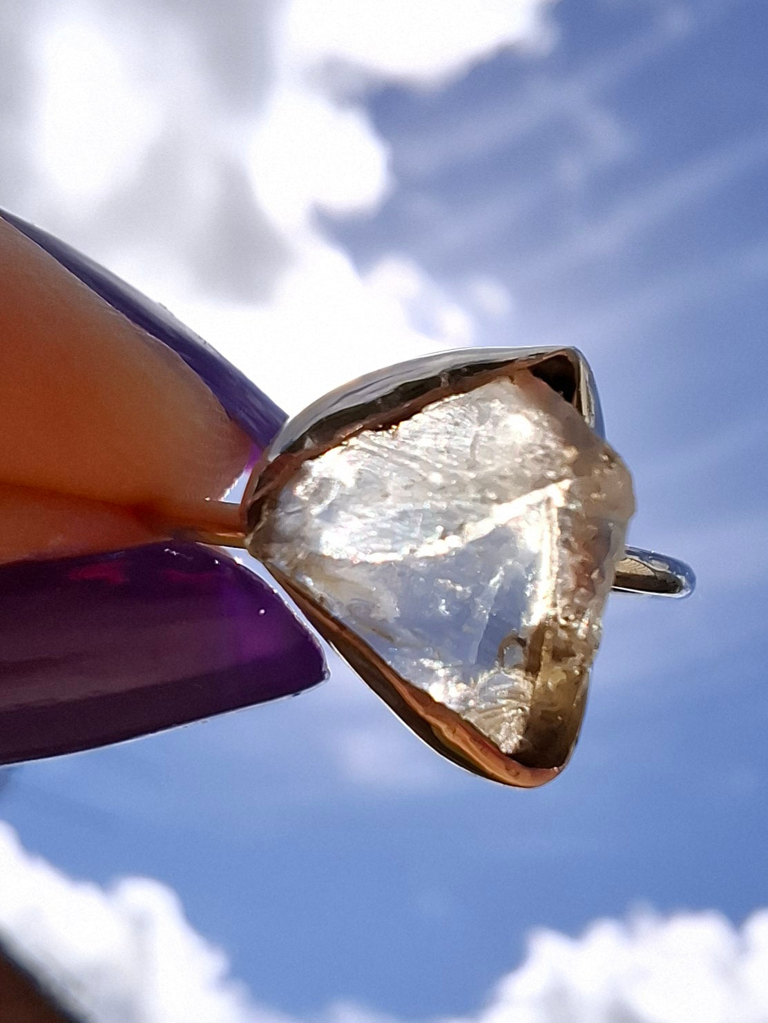 Libyan Desert Glass Ring, size small M, 925 Silver, Tektite (Ref: LR19)
