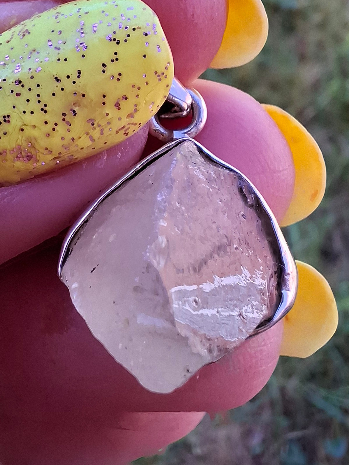 Libyan Desert Glass Pendant, 925 Silver, Tektite (Ref: LP104)