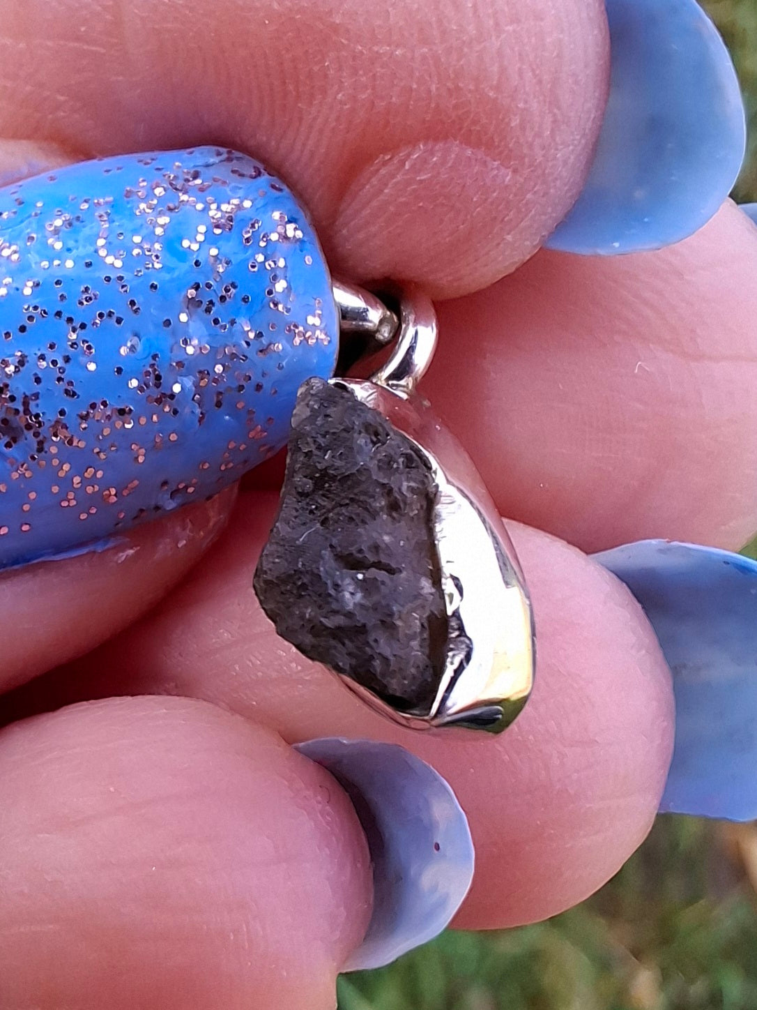 Moldavite Pendant, 925 Silver, Tektite (Ref:P41)