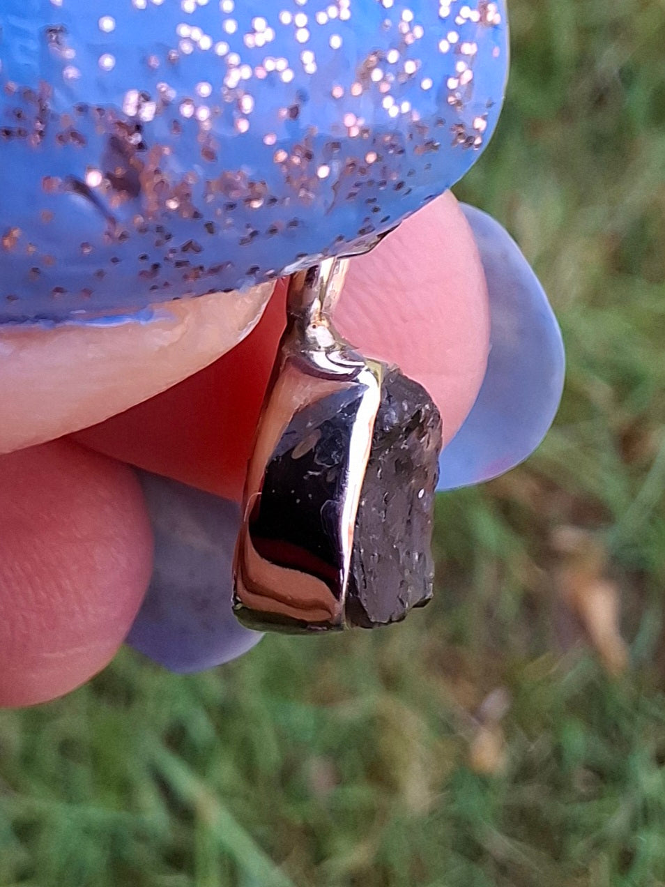 Moldavite Pendant, 925 Silver, Tektite (Ref: P56)
