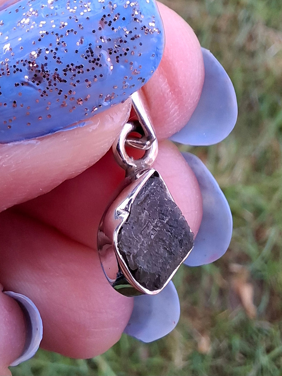 Moldavite Pendant, 925 Silver, Tektite (Ref: P60)