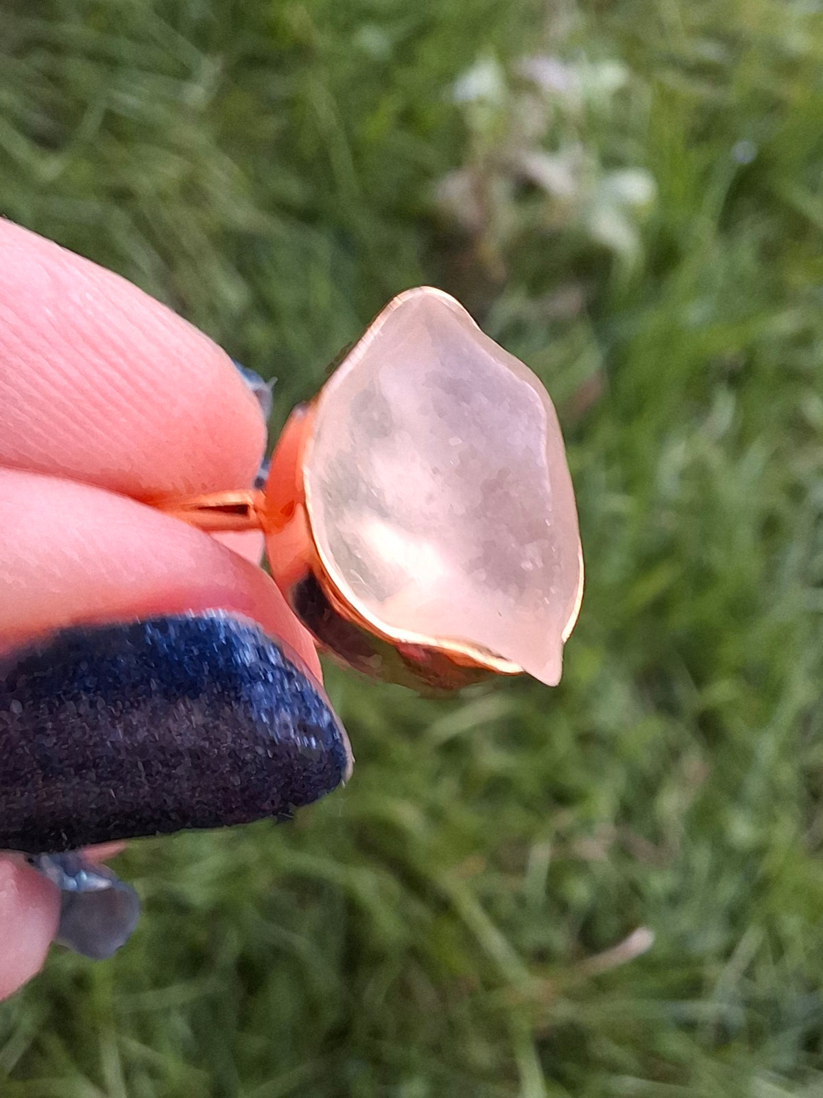 Libyan Desert Glass Ring, 14K GOLD Plated, size small O, Tektite (Ref: LR74)