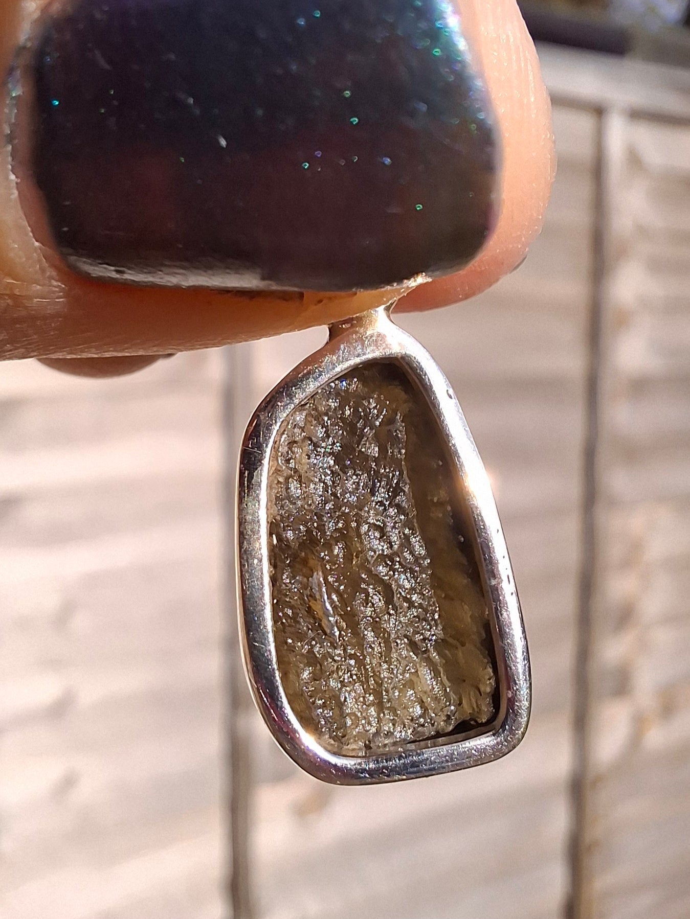 Moldavite Pendant, 925 Silver, Tektite (Ref: P15)
