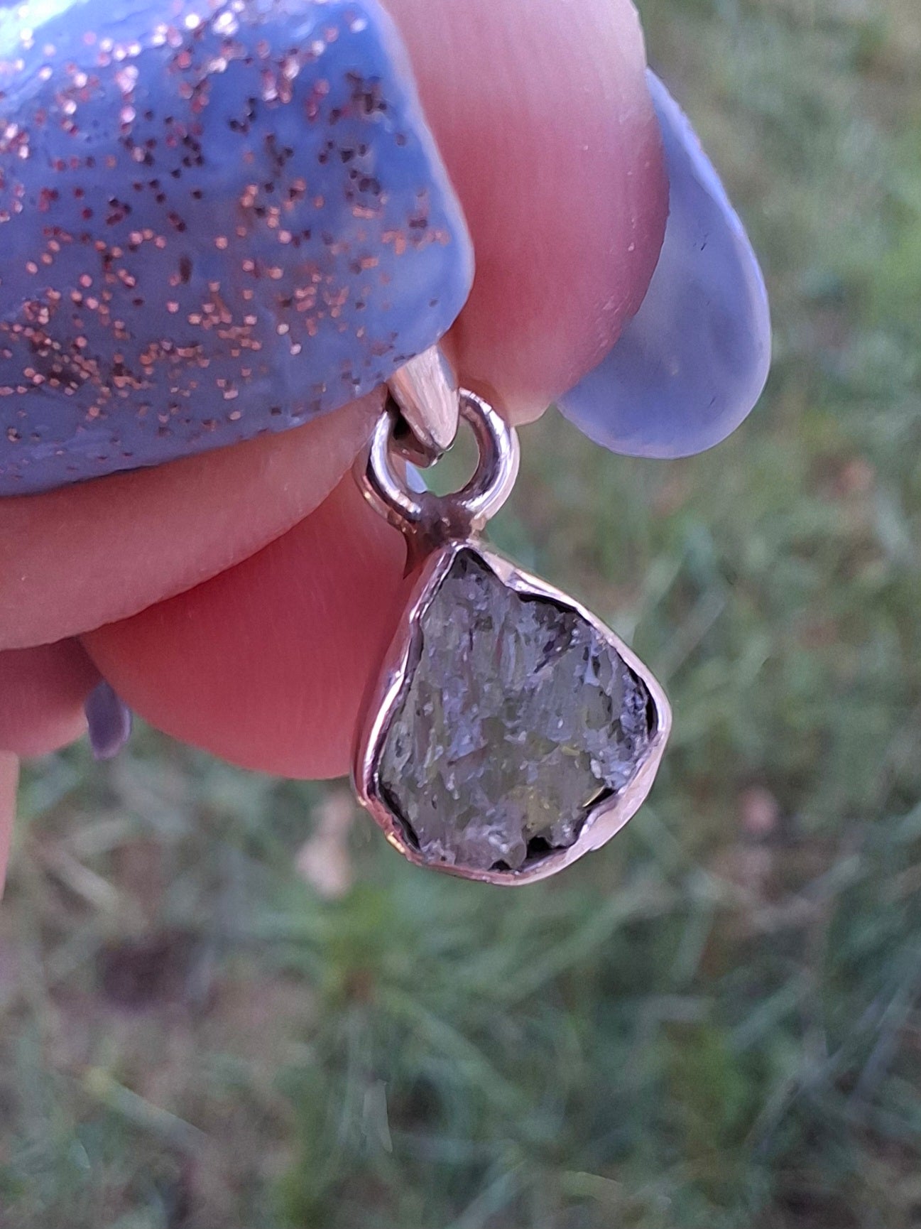 Moldavite Pendant, 925 Silver, Tektite (Ref: P81)