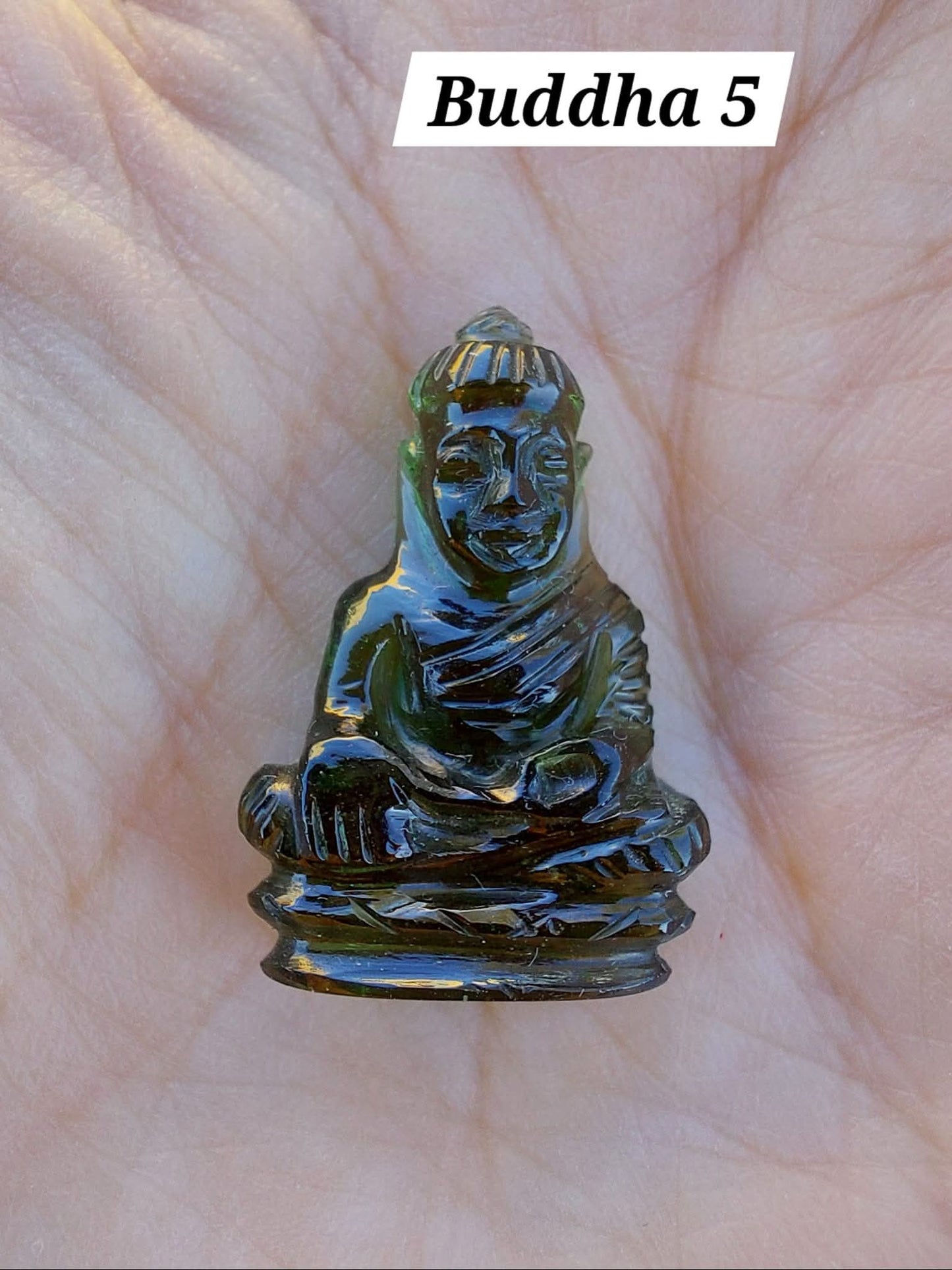 Moldavite BUDDHA Carving, 3.00g, Tektite (Ref: Buddha5)
