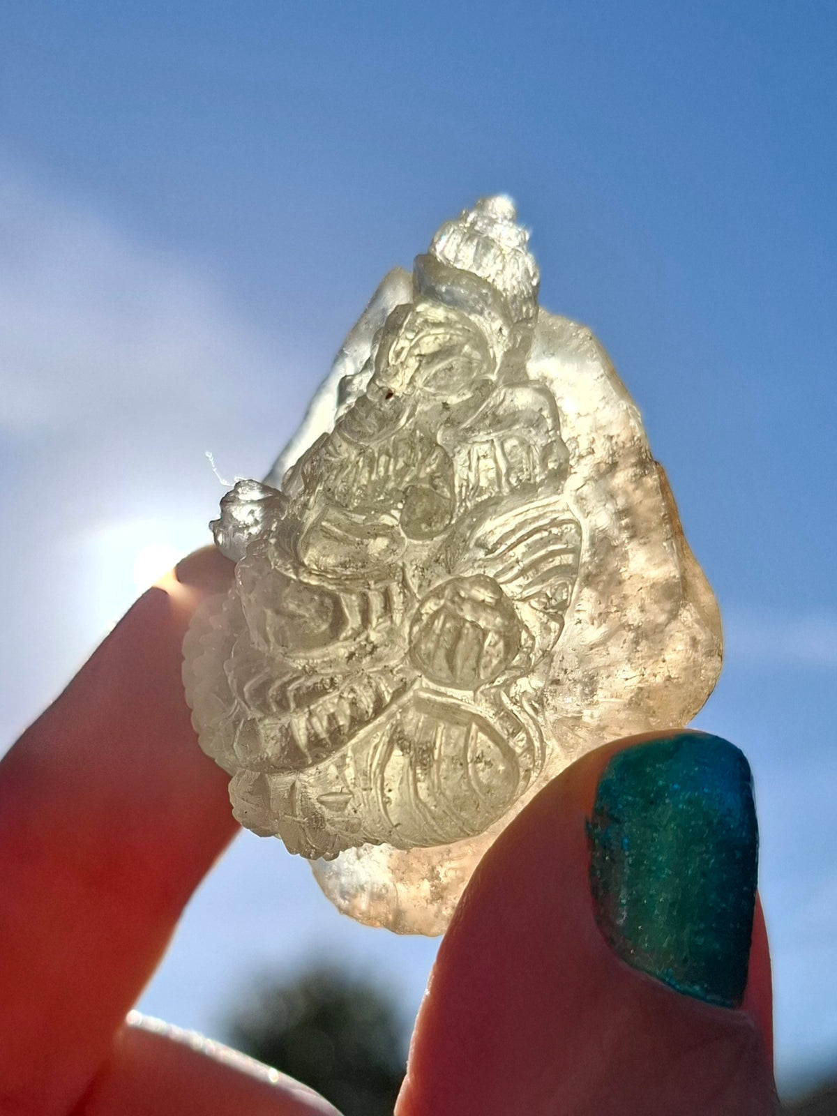 Libyan Desert Glass GANESHA carving, 20.76g, Tektite (Ref: Ganesha4)