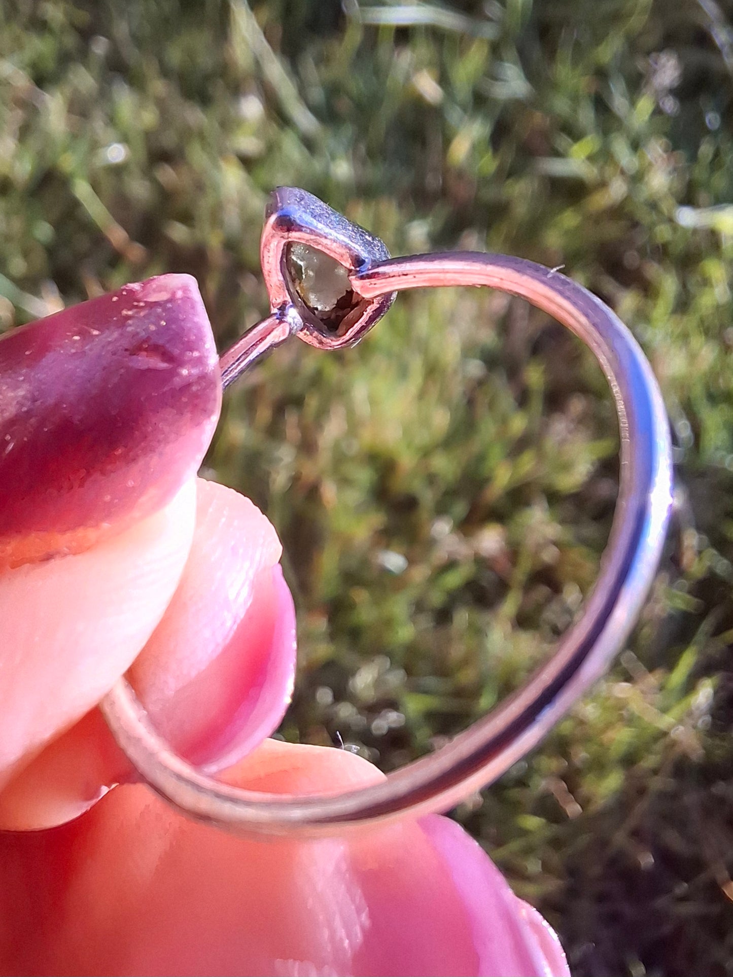 Moldavite Ring, size small S, 925 Silver, Tektite (Ref: R66)