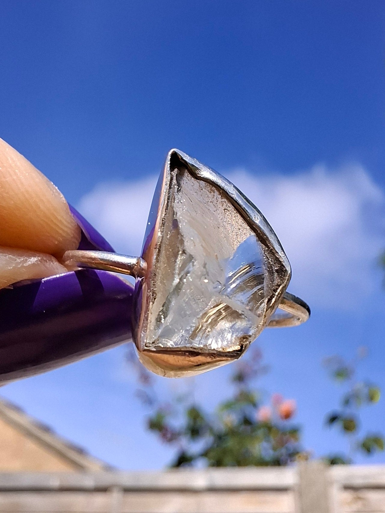 Libyan Desert Glass Ring, size W, 925 Silver, Tektite (Ref: LR61)