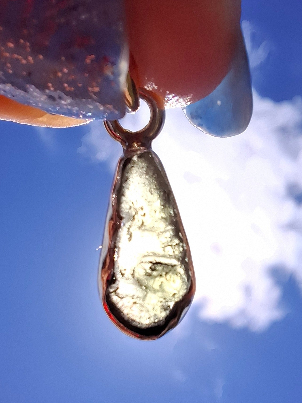 Moldavite Pendant, 925 Silver, Tektite (Ref: P73)