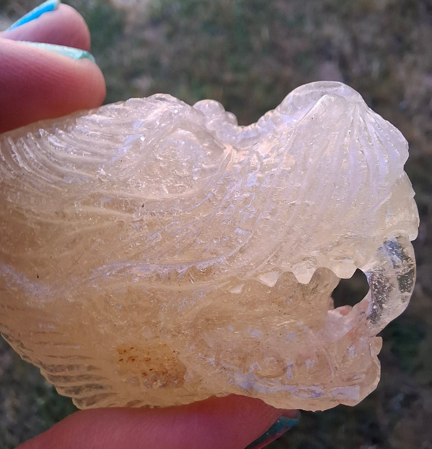 Libyan Desert Glass DRAGON HEAD Carving, 75.84g, Tektite (Ref: Dragon1)