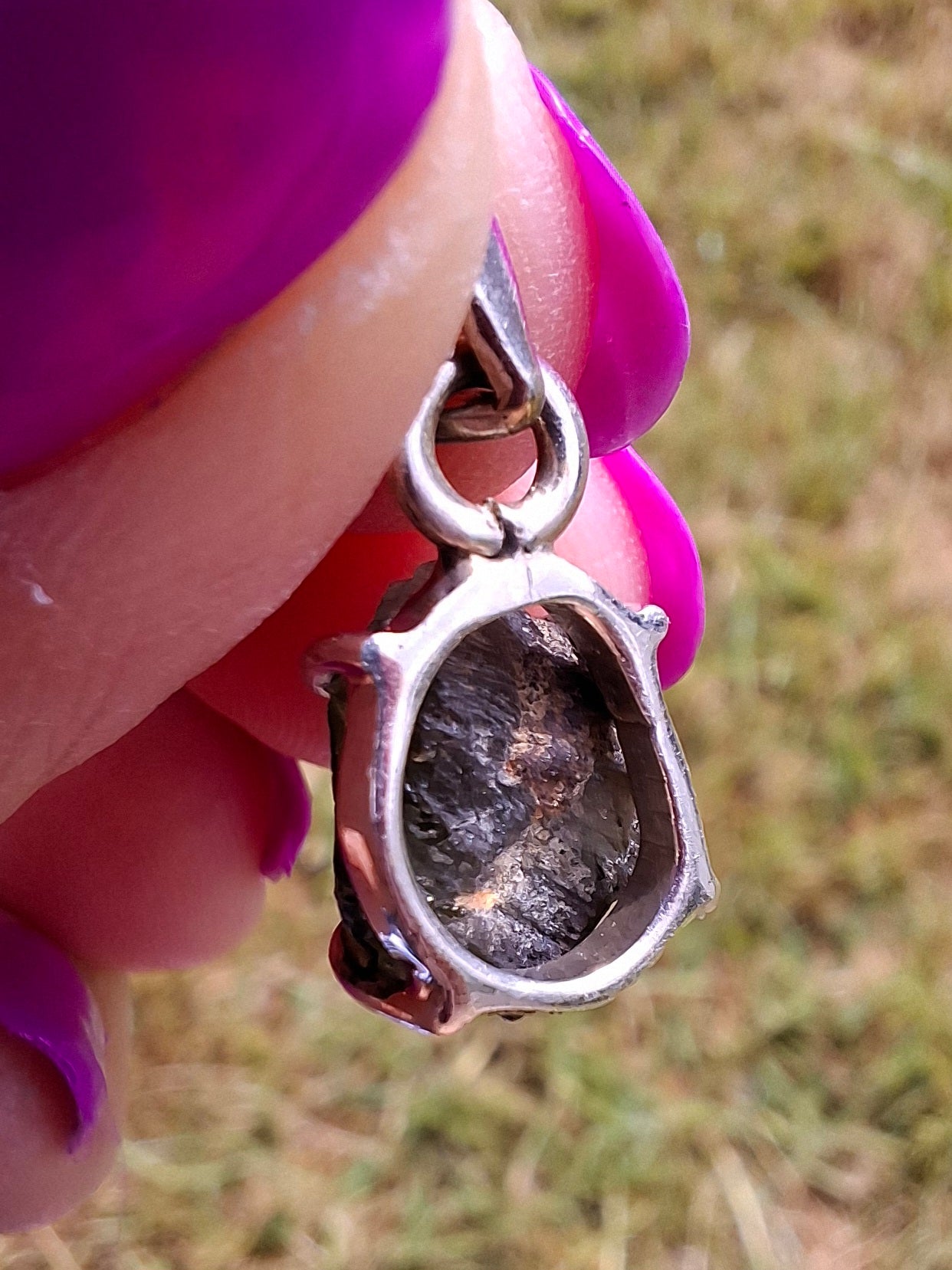 Moldavite Claw Pendant, 925 Silver, Tektite (Ref: P24)