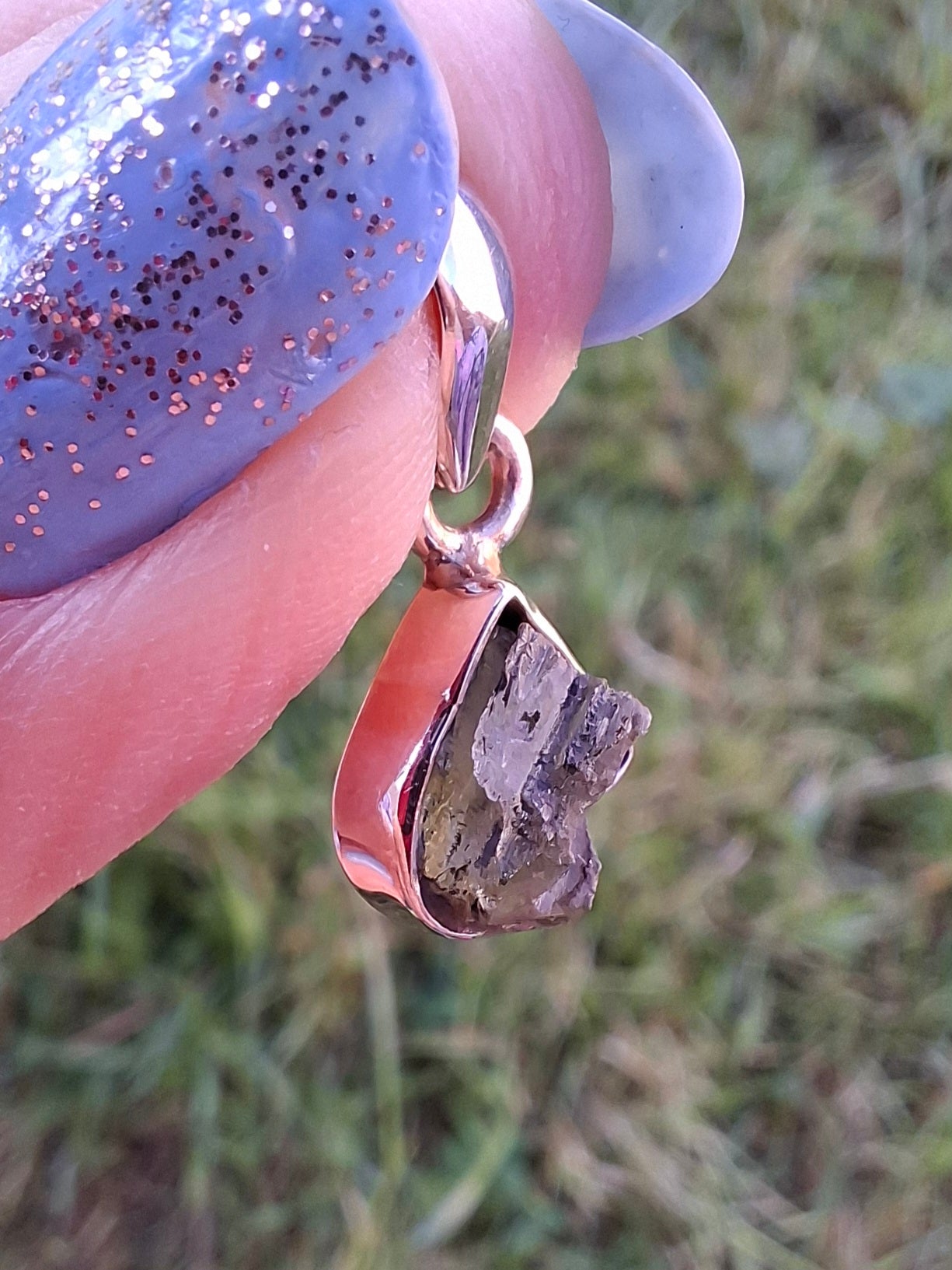 Moldavite Pendant, 925 Silver, Tektite (Ref: P92)