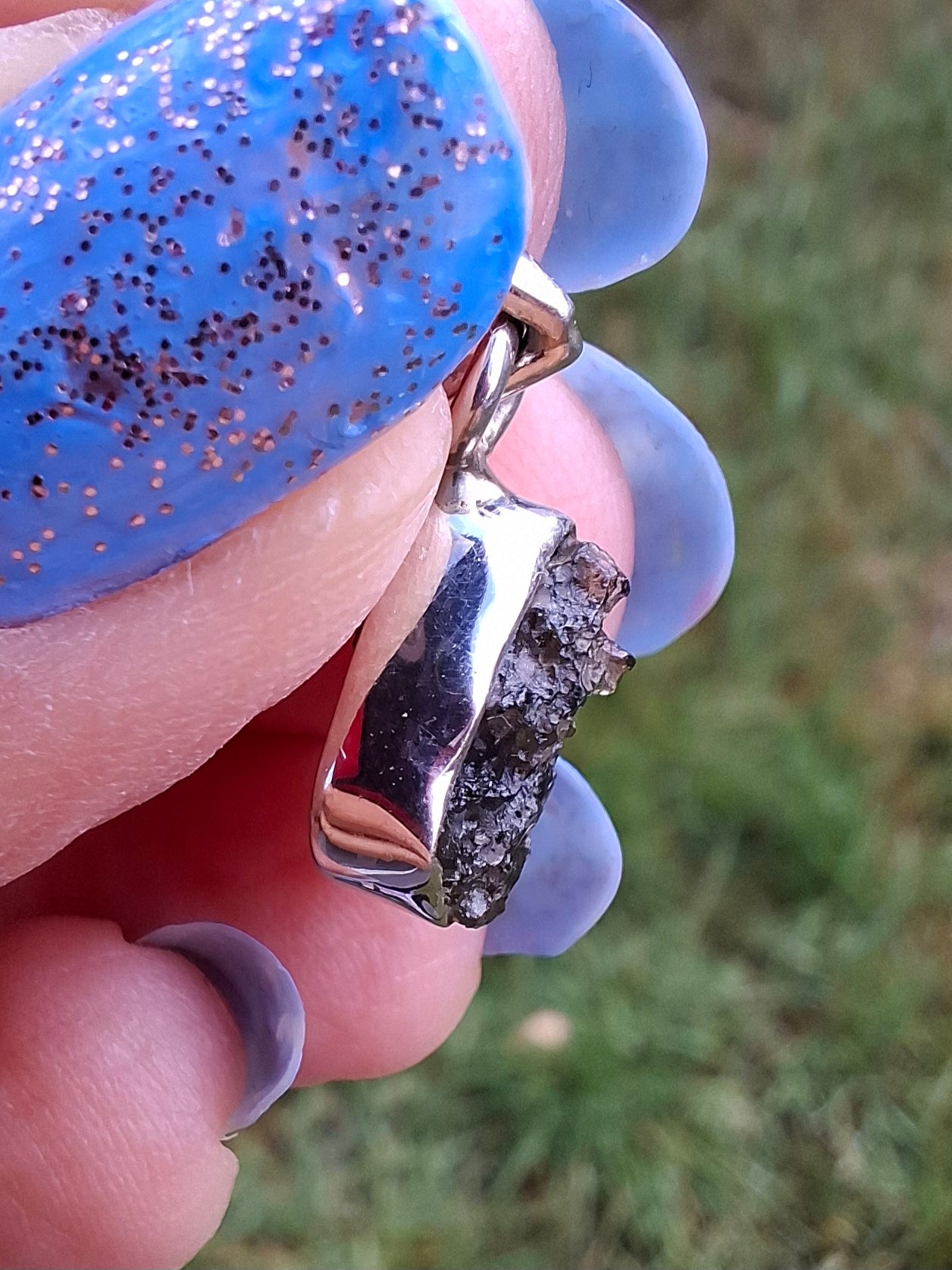 Moldavite Pendant, 925 Silver, Tektite (Ref: P64)
