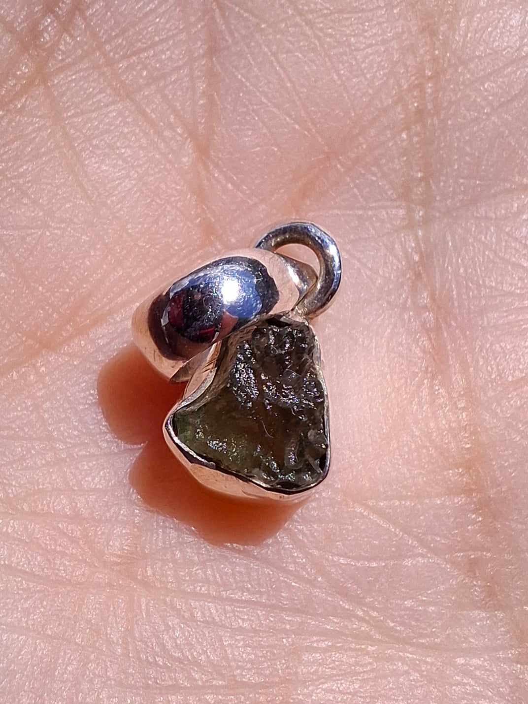 Moldavite Pendant, 925 Silver, Tektite (Ref: P66)