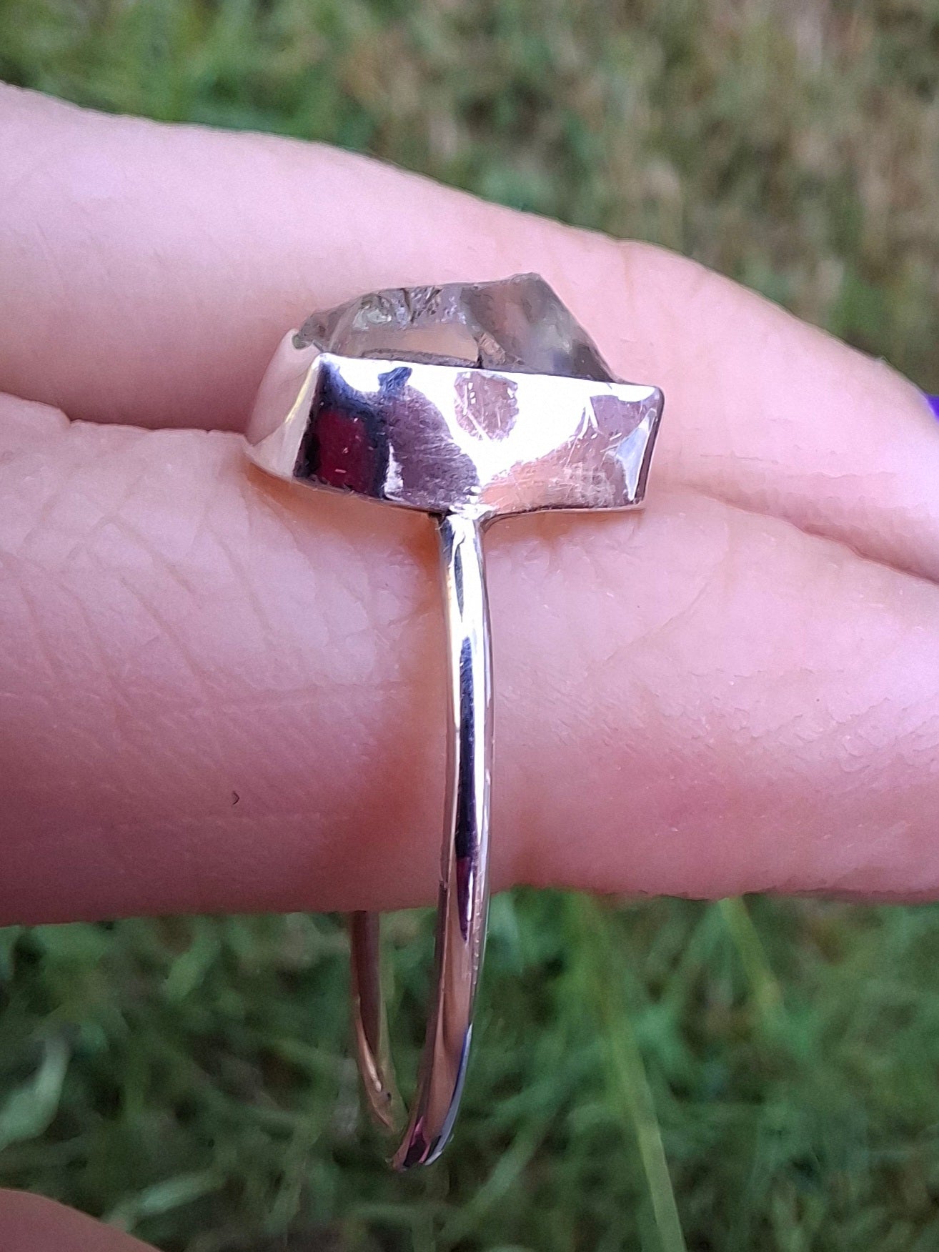 Libyan Desert Glass Ring, size large V, 925 Silver, Tektite (Ref: LR56)