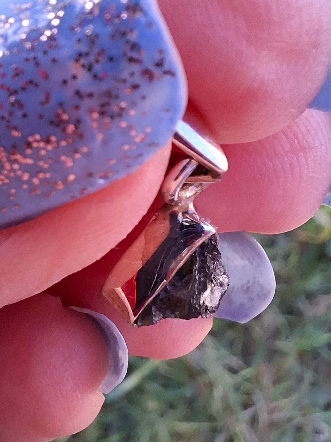Moldavite Pendant, 925 Silver, Tektite (Ref: P83)