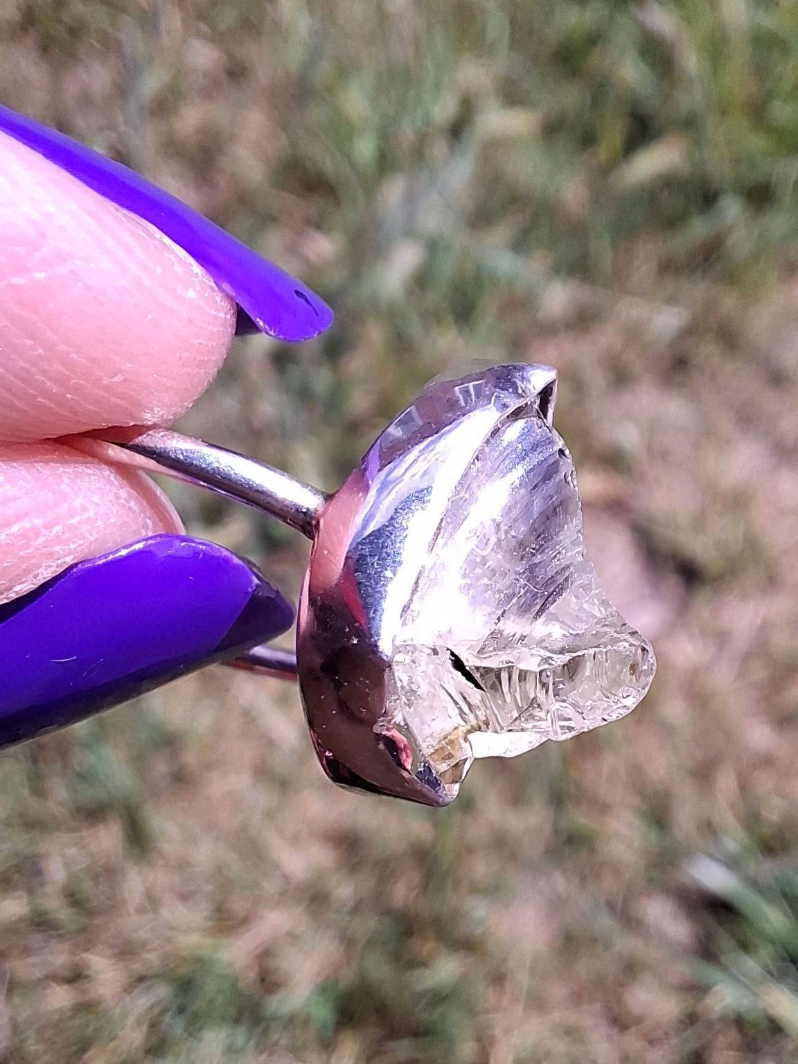 Libyan Desert Glass Ring, size Large O, 925 Silver, Tektite (Ref: LR21)